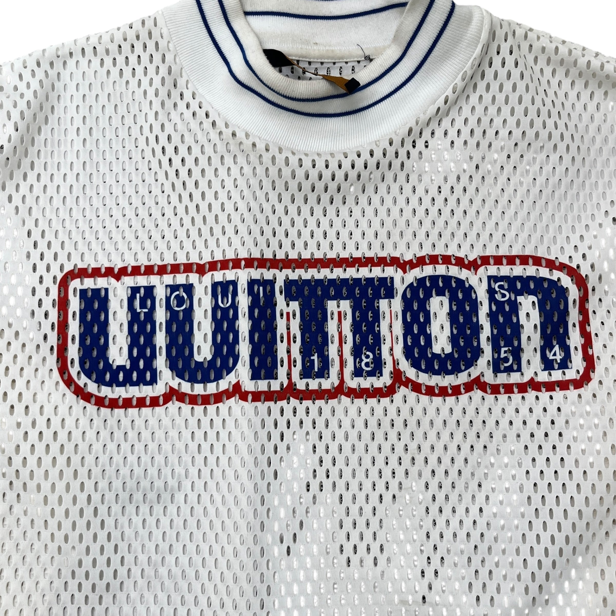 Men's Logo Print Mesh Long Sleeve T-Shirt White Size S