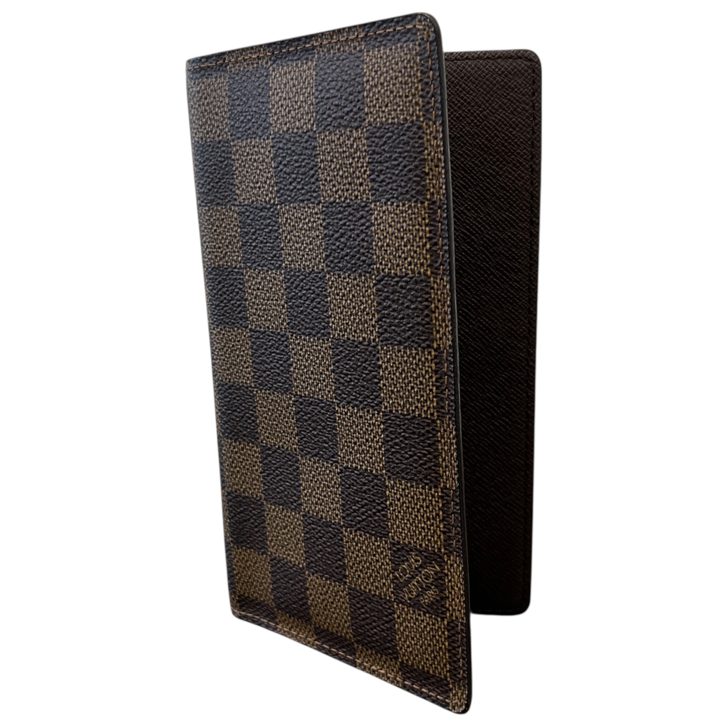 Damier Ebene Checkbook Cover Wallet Brown
