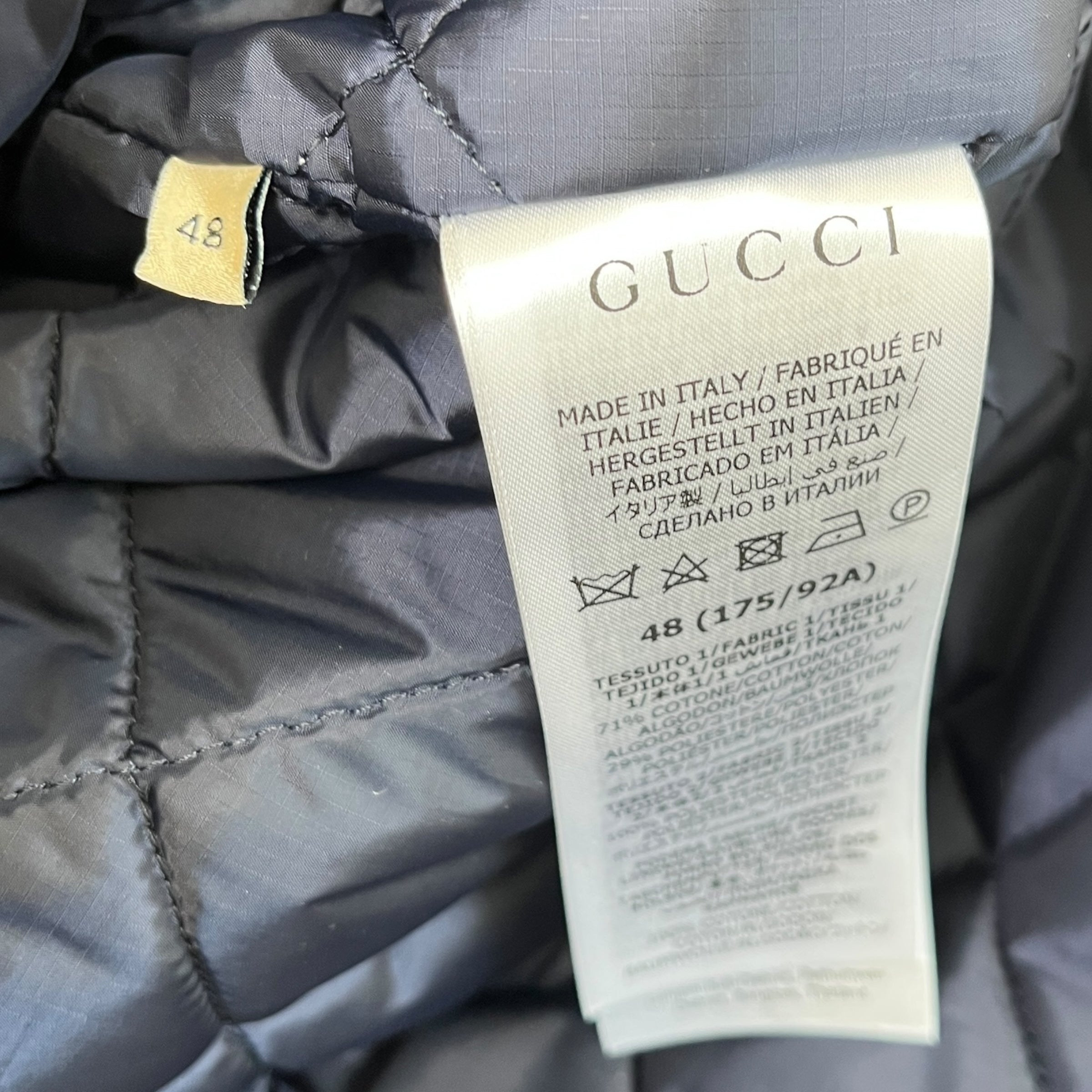 Men's Gg Supreme Canvas Down Jacket Navy Size IT 48 / M