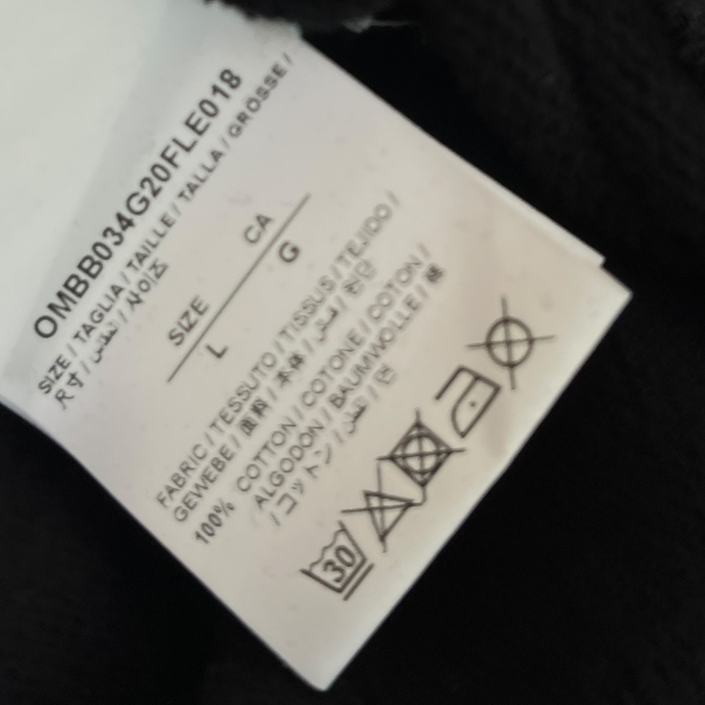 Men's Tape Arrow Logo Hoodie Black Size L