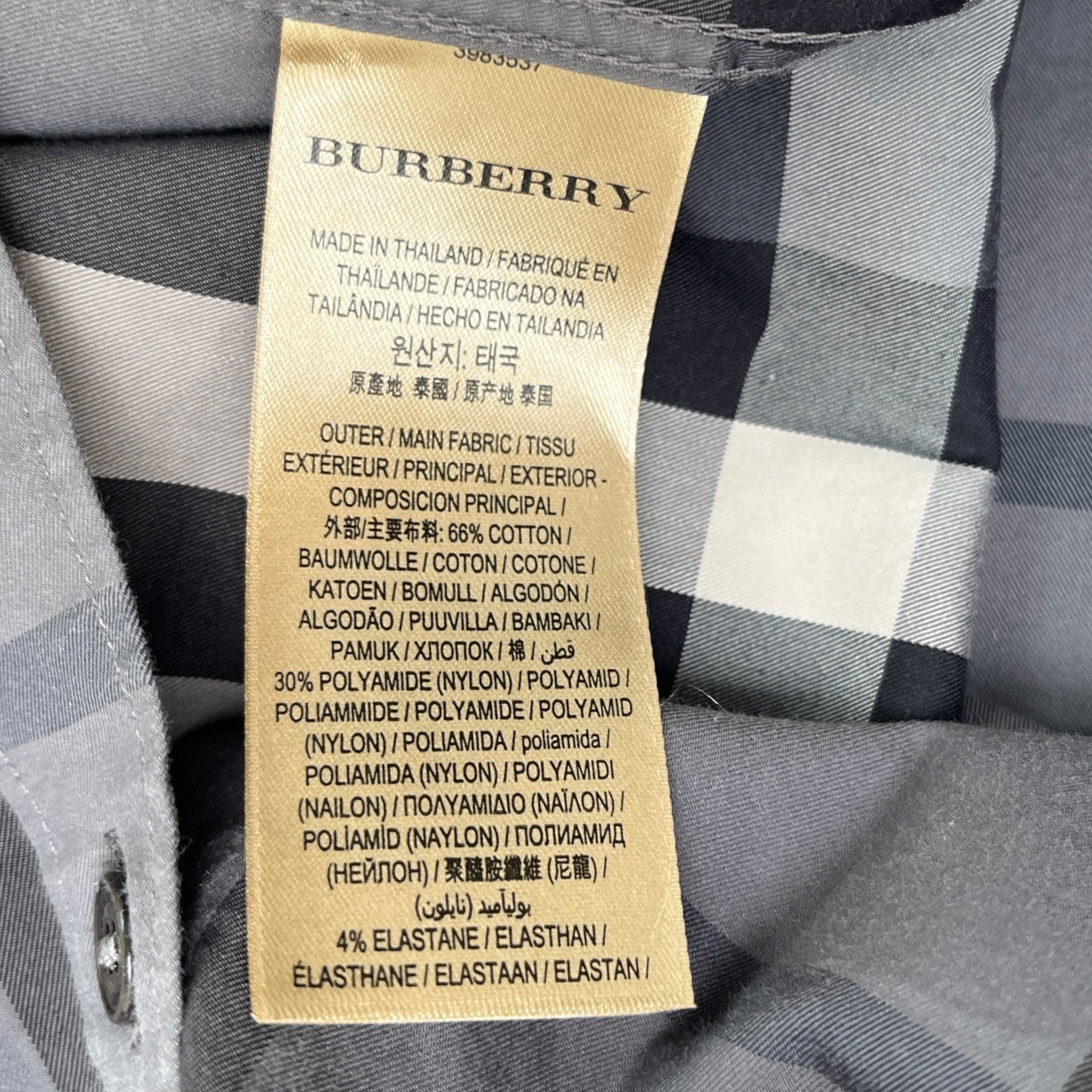Men's Nova Check Long Sleeve Shirt Grey Size S