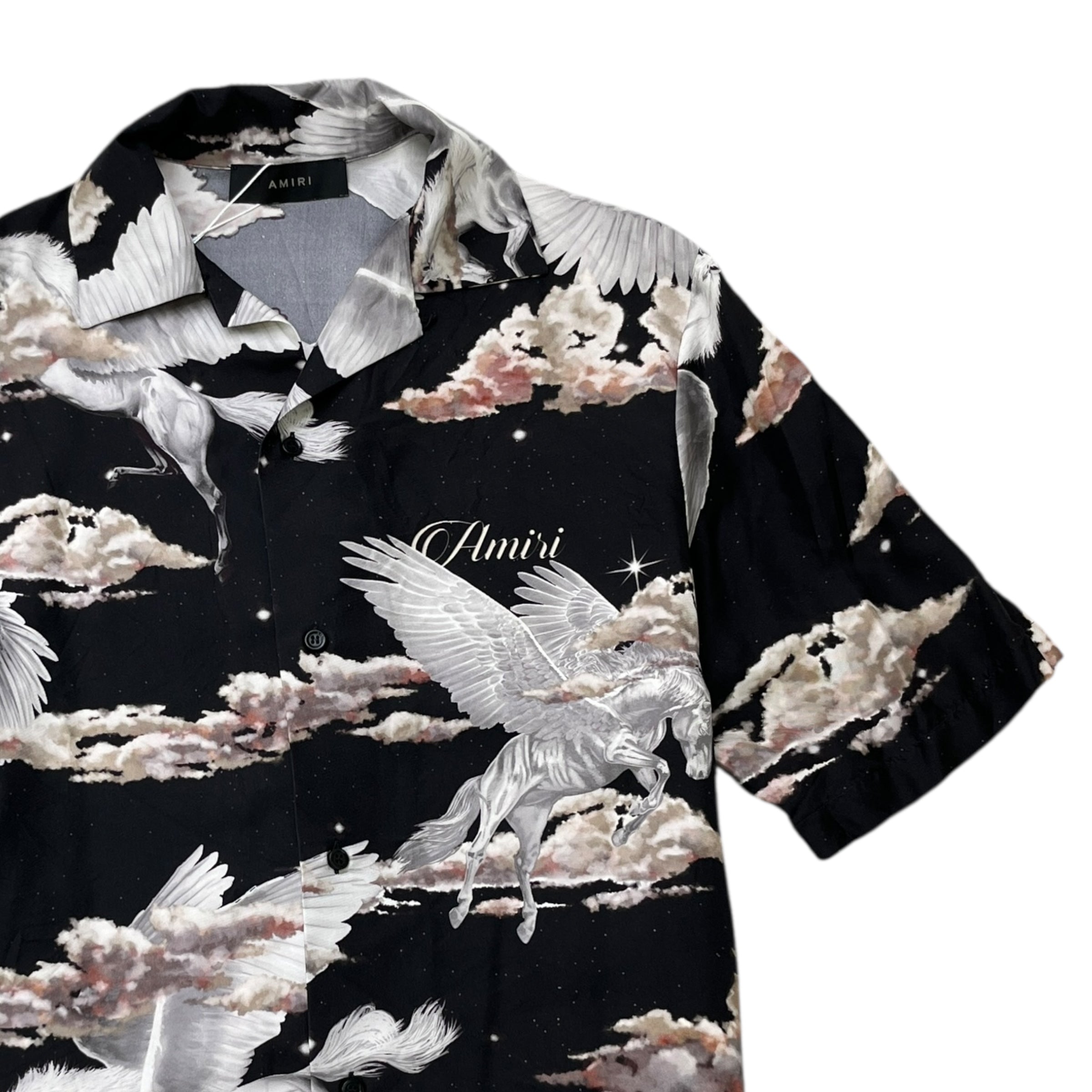 Men's All Over Pegasus Short Sleeve Shirt Black Size L