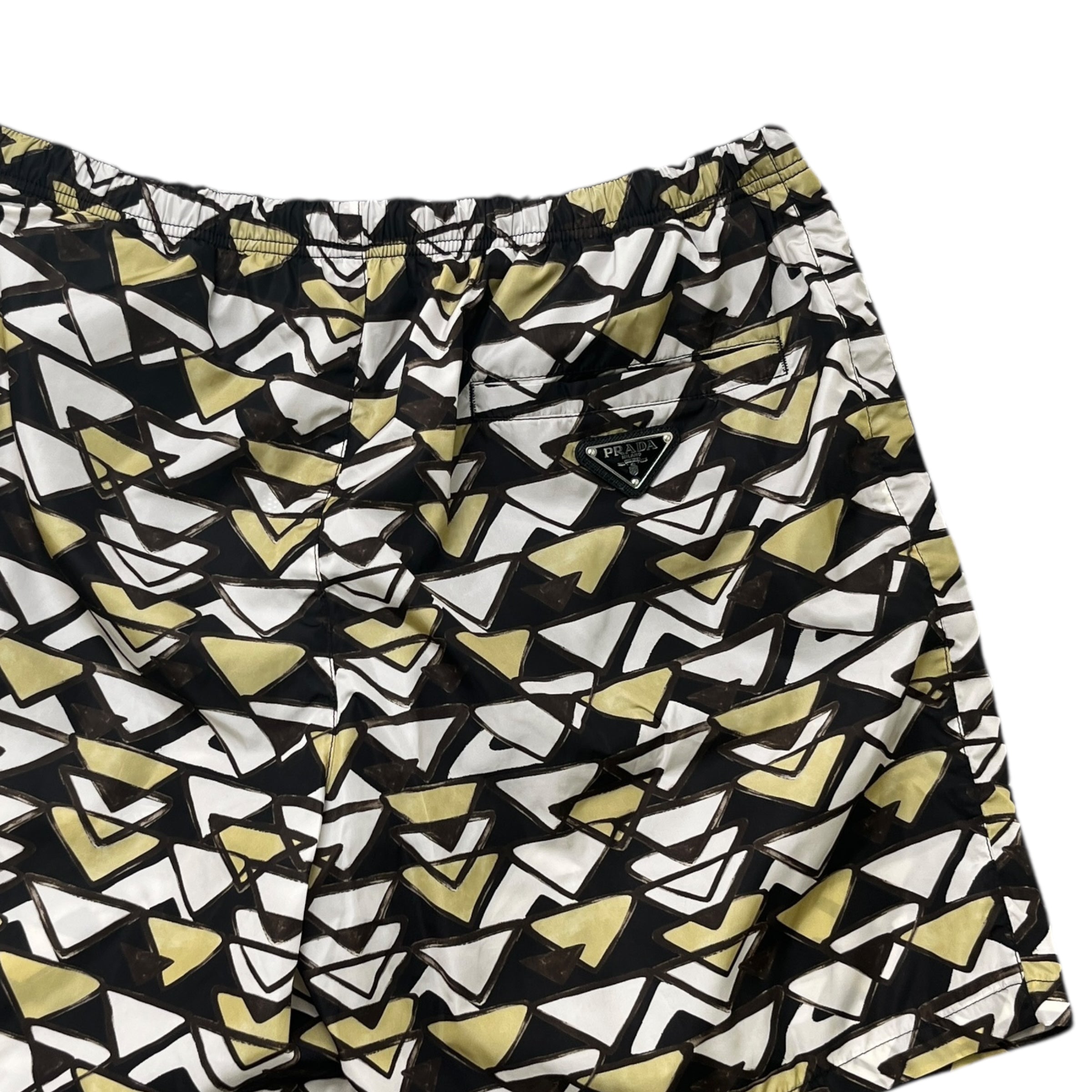 Men's Re-Nylon Geometric Plaque Swim Shorts Black Size W32 / IT 48