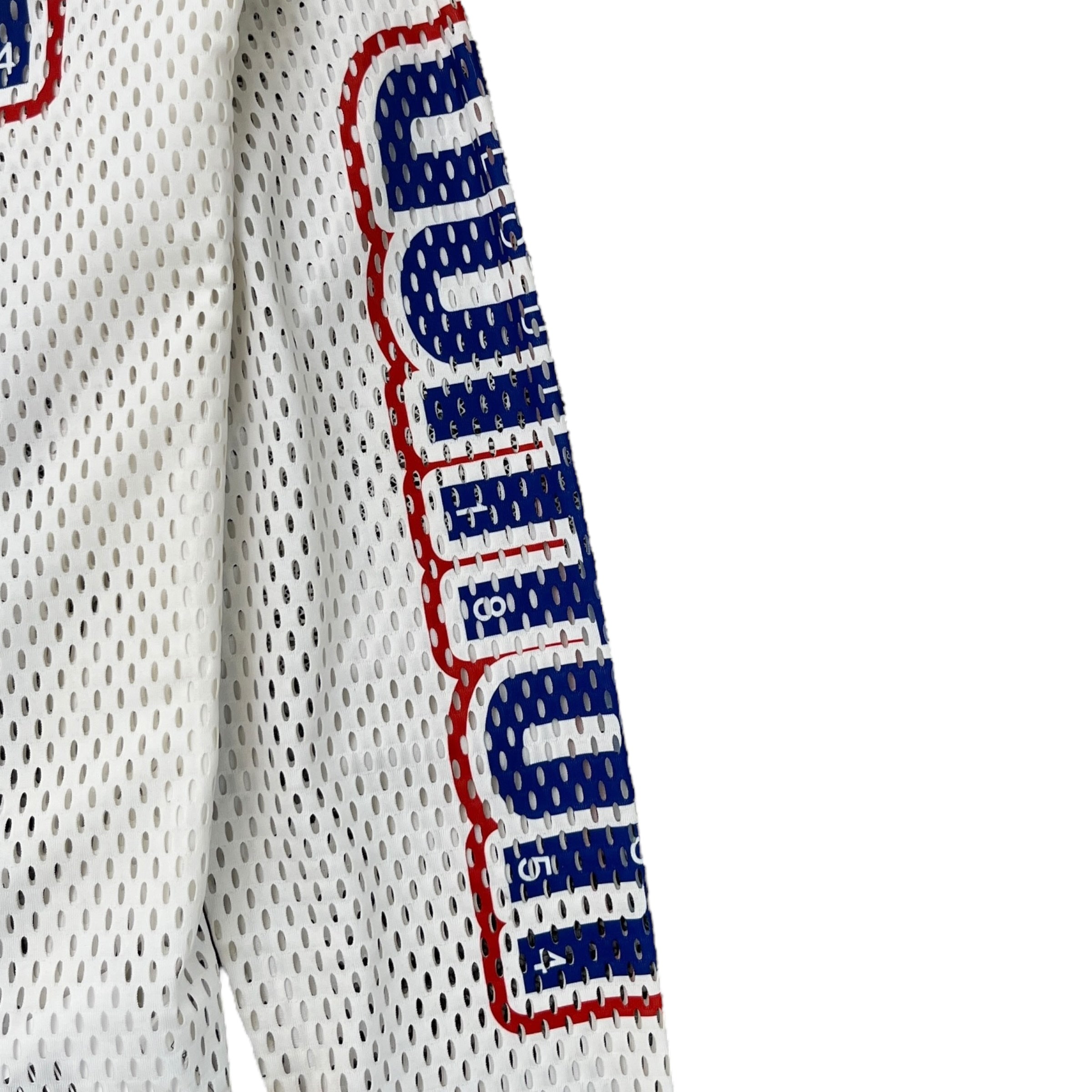 Men's Logo Print Mesh Long Sleeve T-Shirt White Size S