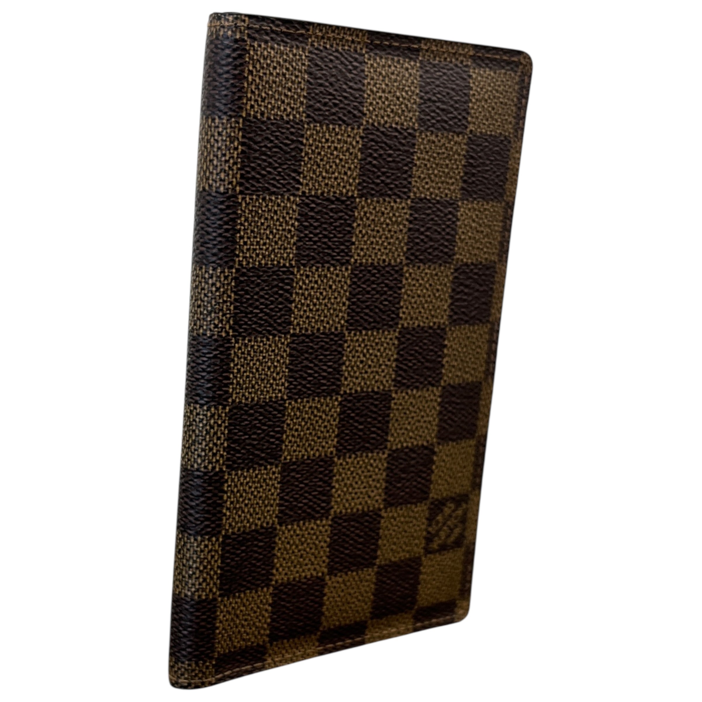 Damier Ebene Checkbook Cover Wallet Brown
