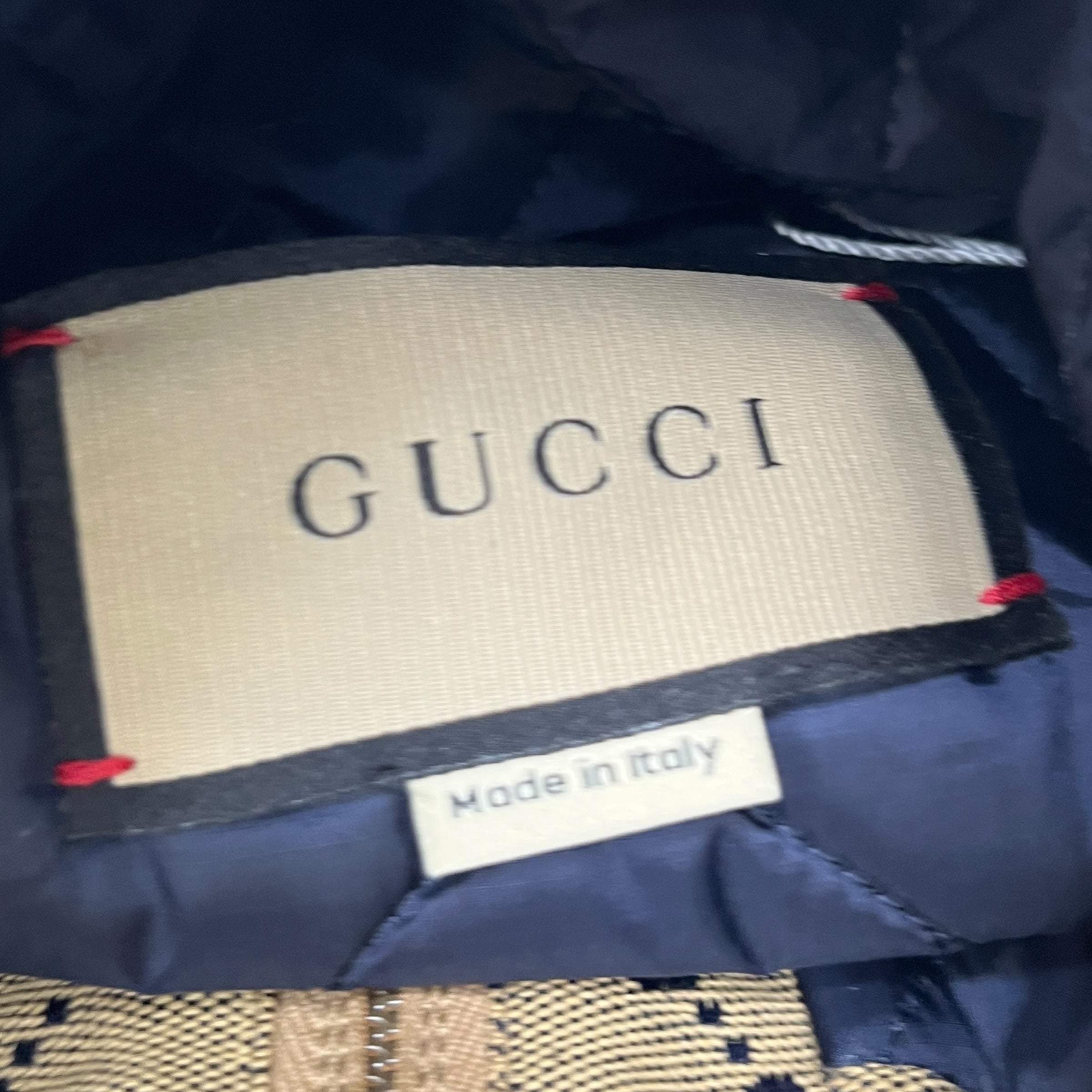 Men's Gg Supreme Canvas Down Jacket Navy Size IT 48 / M