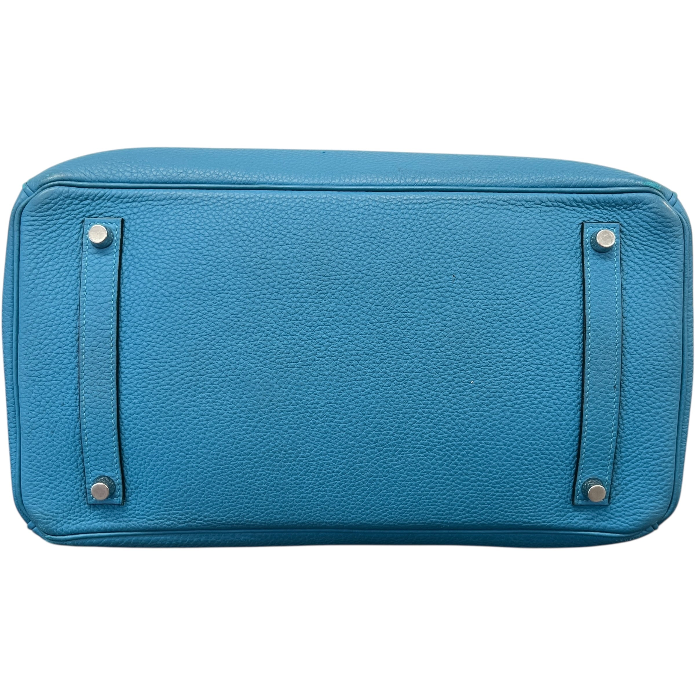 Women's Birkin 35 Clemence Blue Jean Handbag Blue