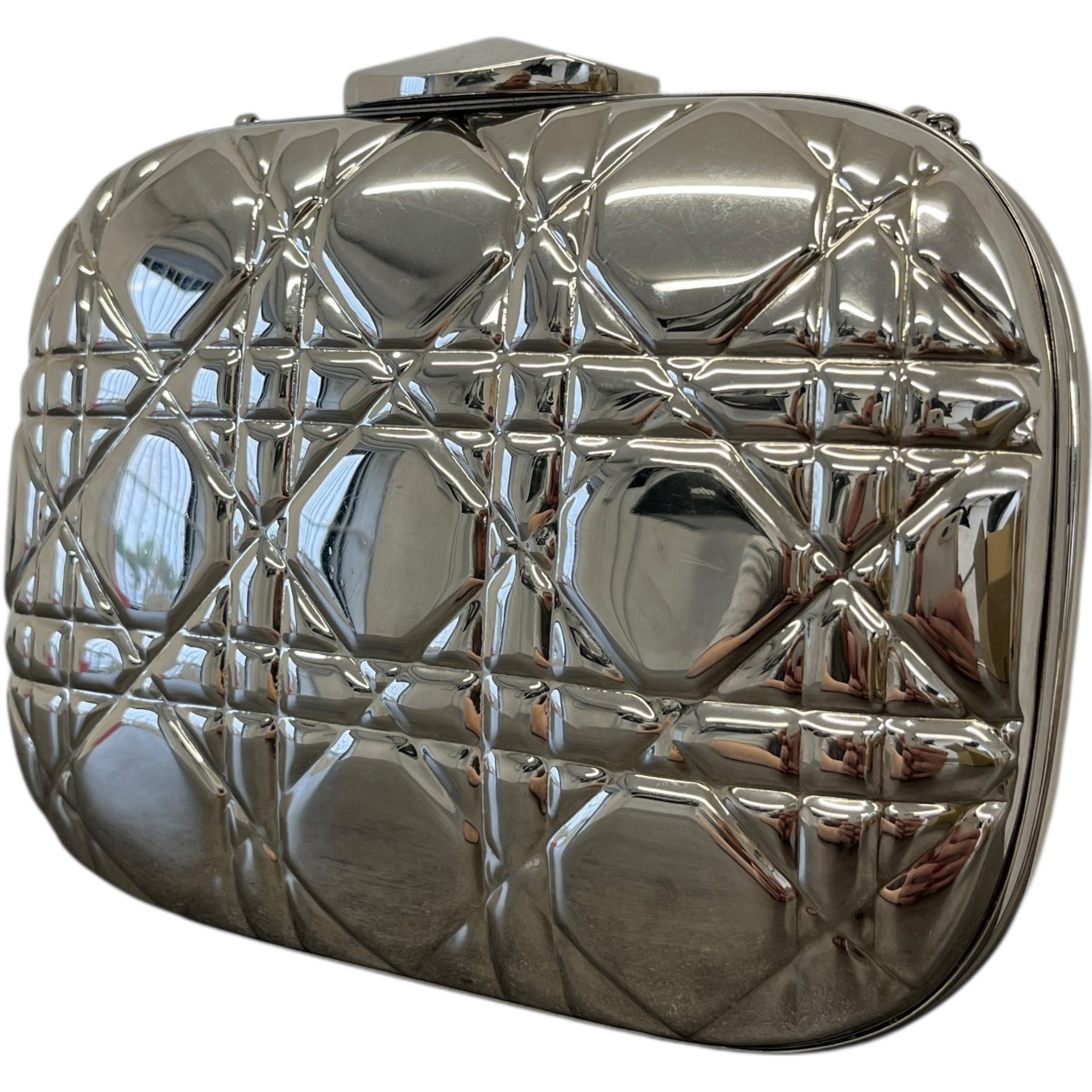 Women's Cannage Quilt Clutch Silver