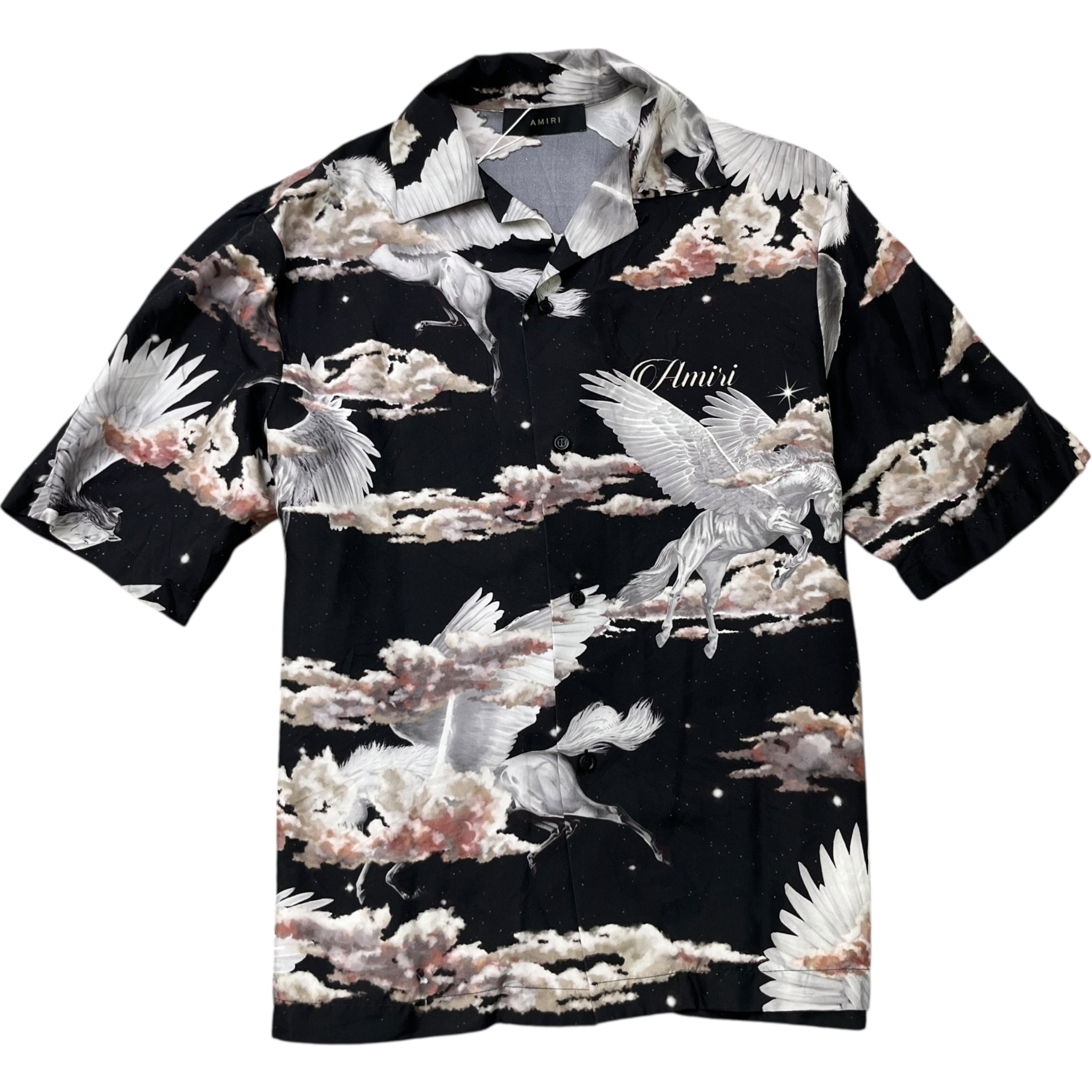 Men's All Over Pegasus Short Sleeve Shirt Black Size L