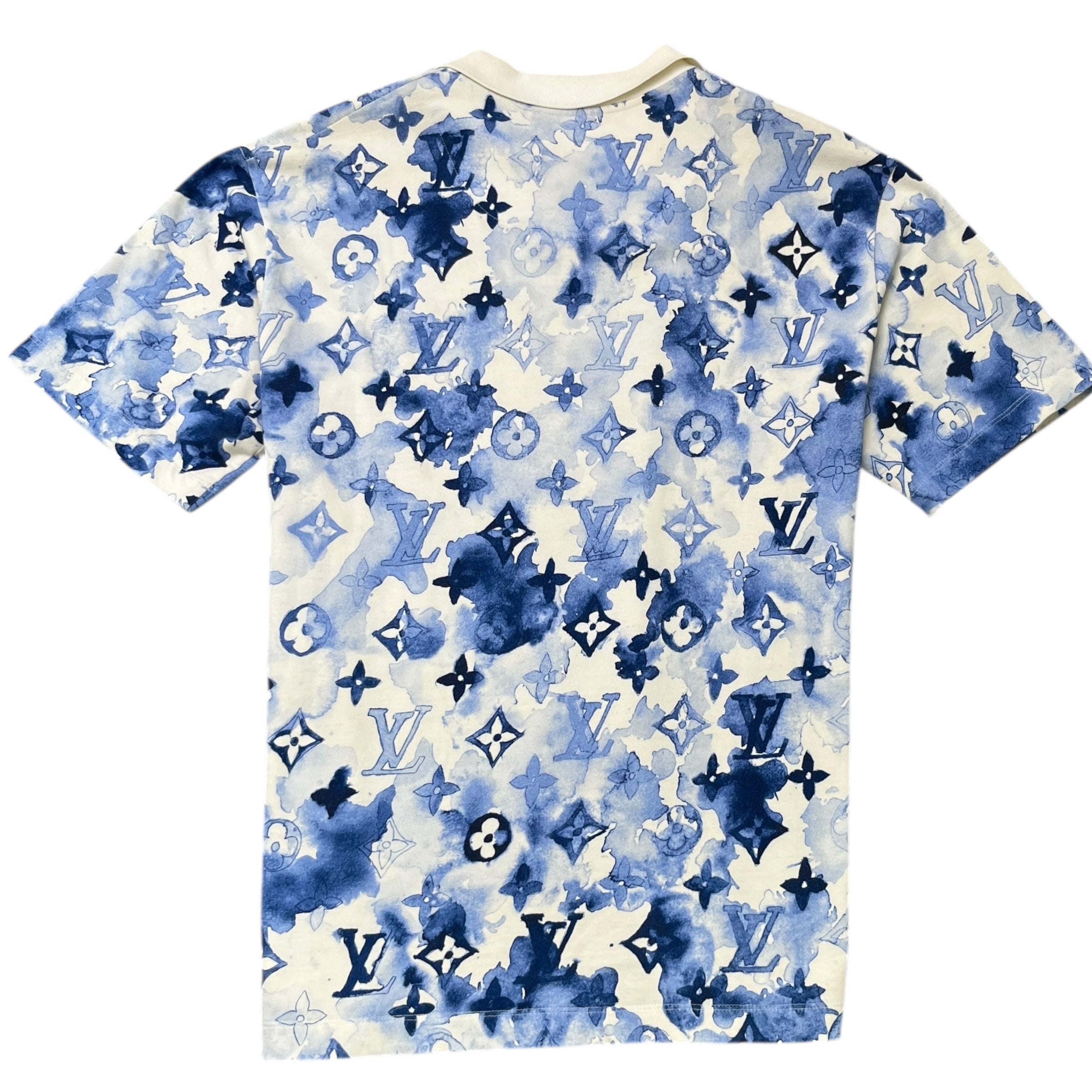 Men's Watercolour Monogram T-Shirt Blue Size L