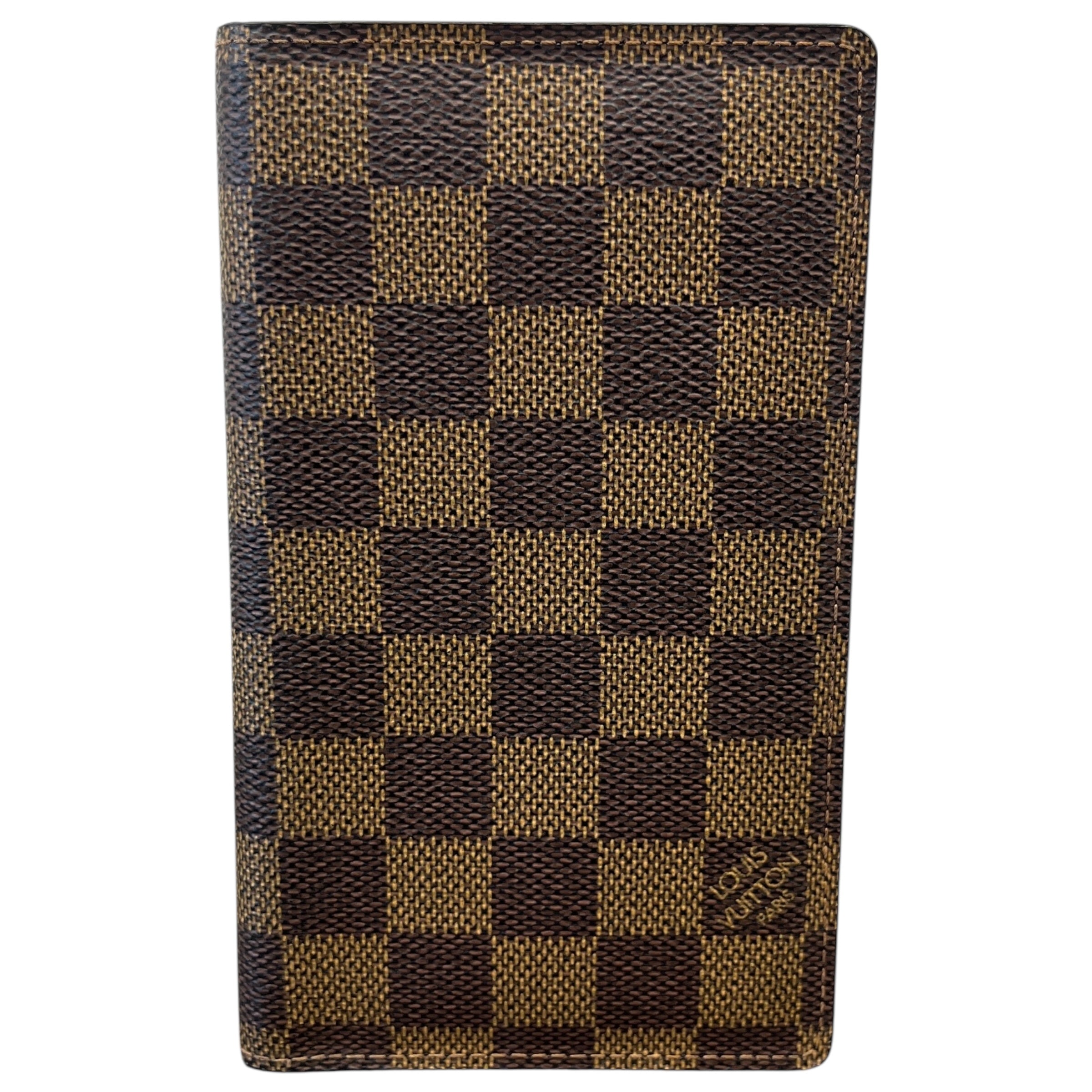 Damier Ebene Checkbook Cover Wallet Brown