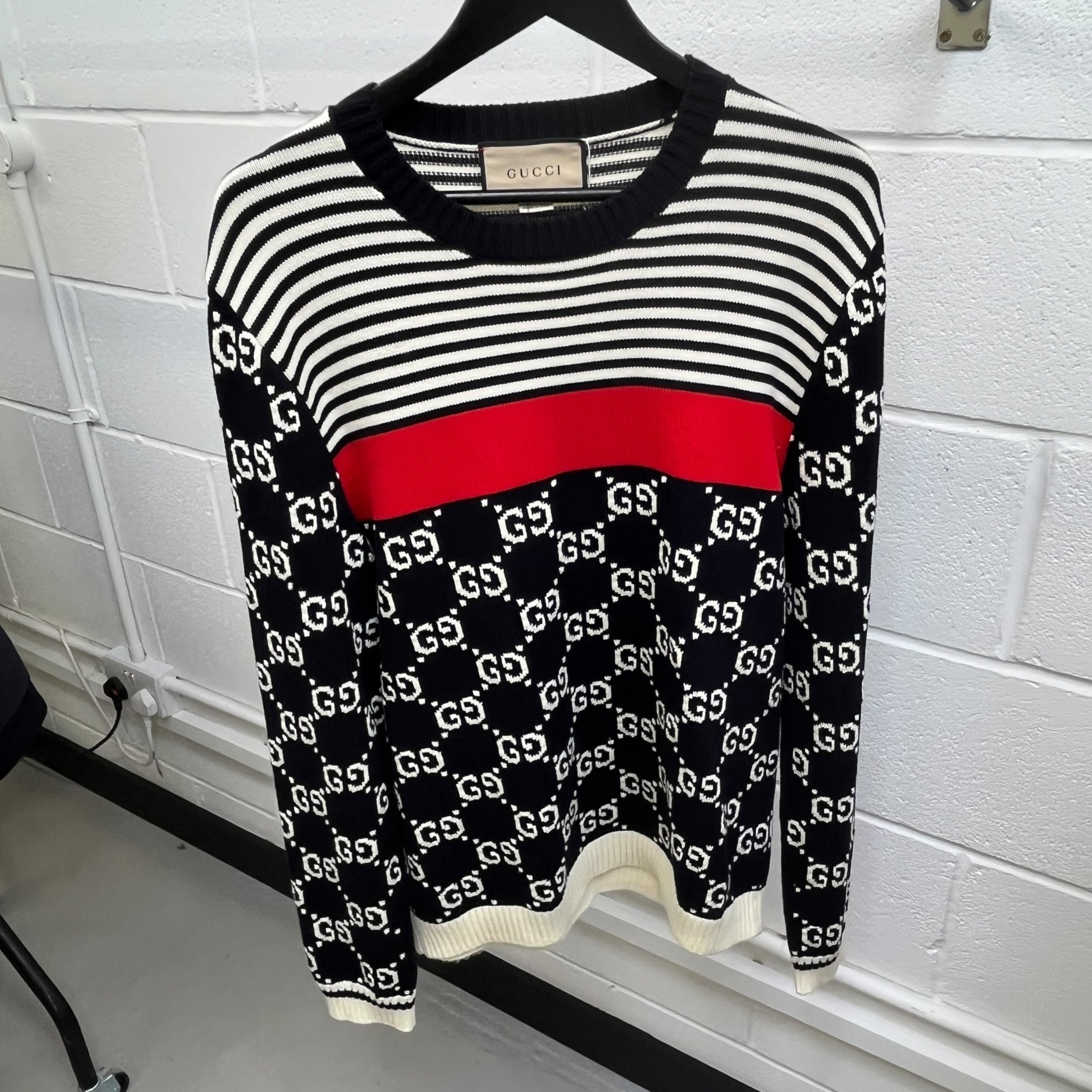 Men's Gg Knitted Jumper Navy Size L