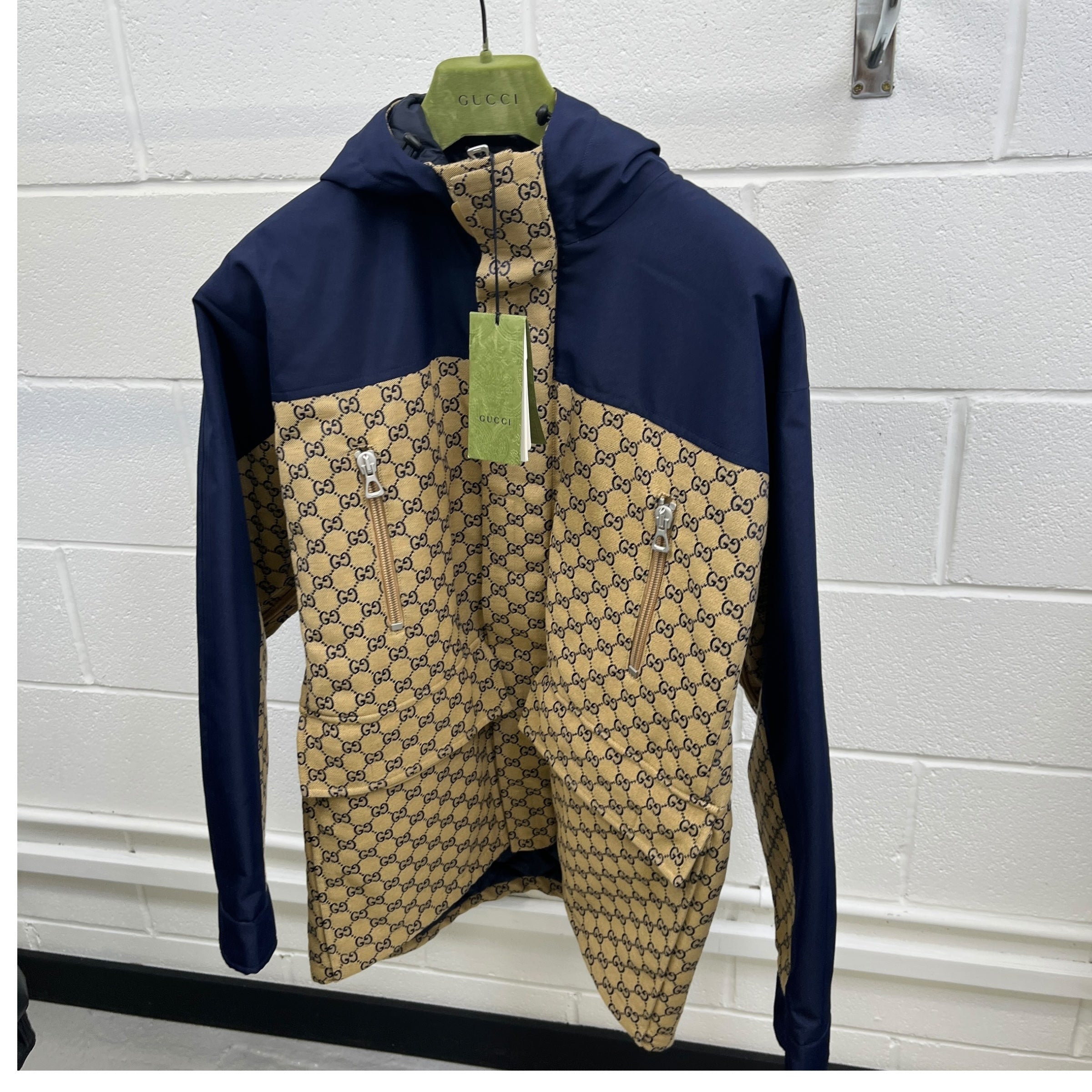 Men's Gg Supreme Canvas Down Jacket Navy Size IT 48 / M