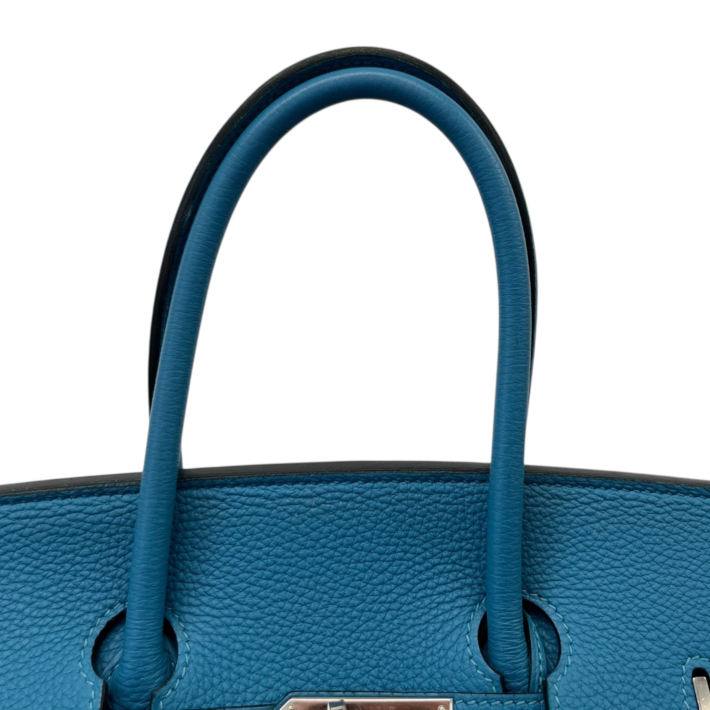 Women's Birkin 35 Clemence Blue Jean Handbag Blue