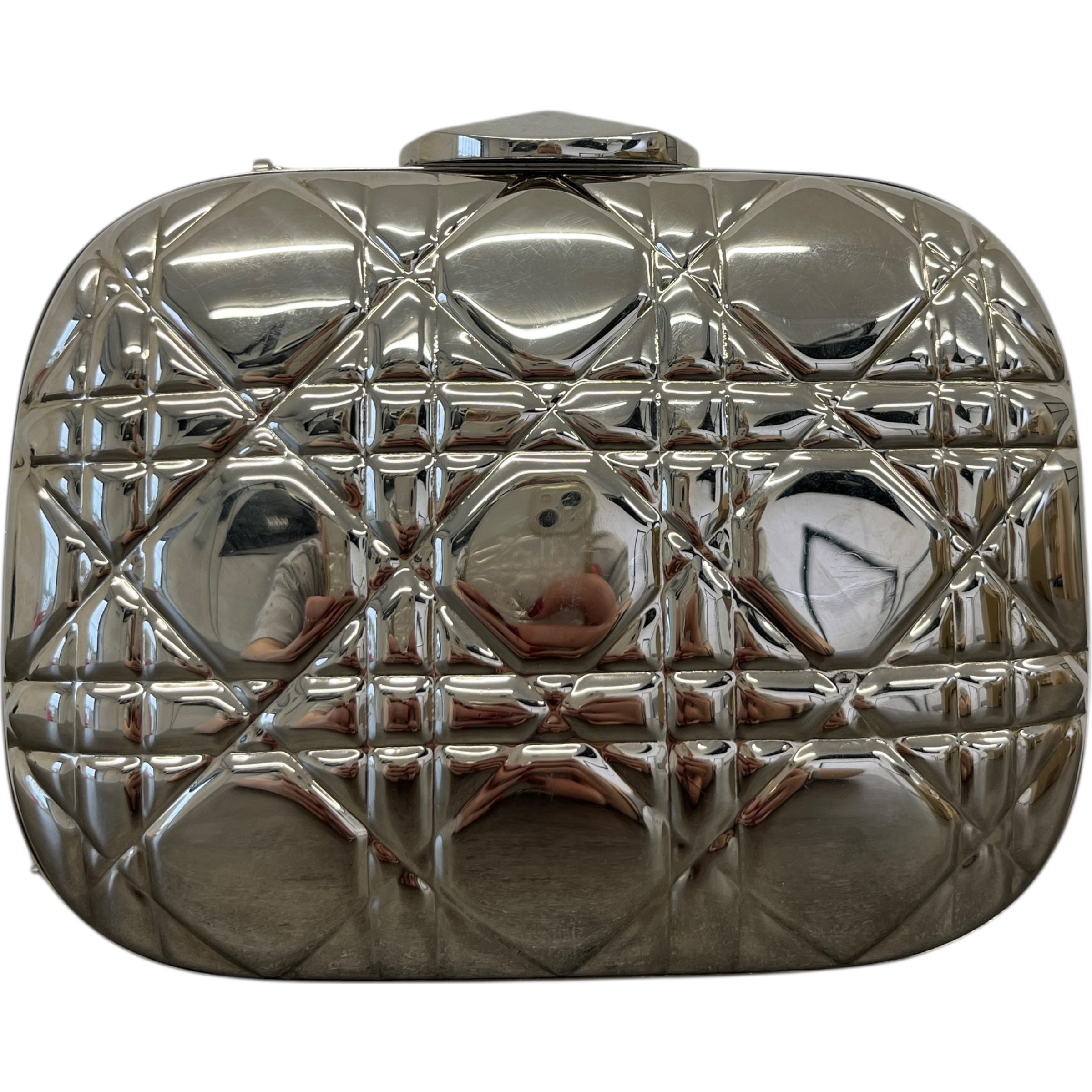 Women's Cannage Quilt Clutch Silver