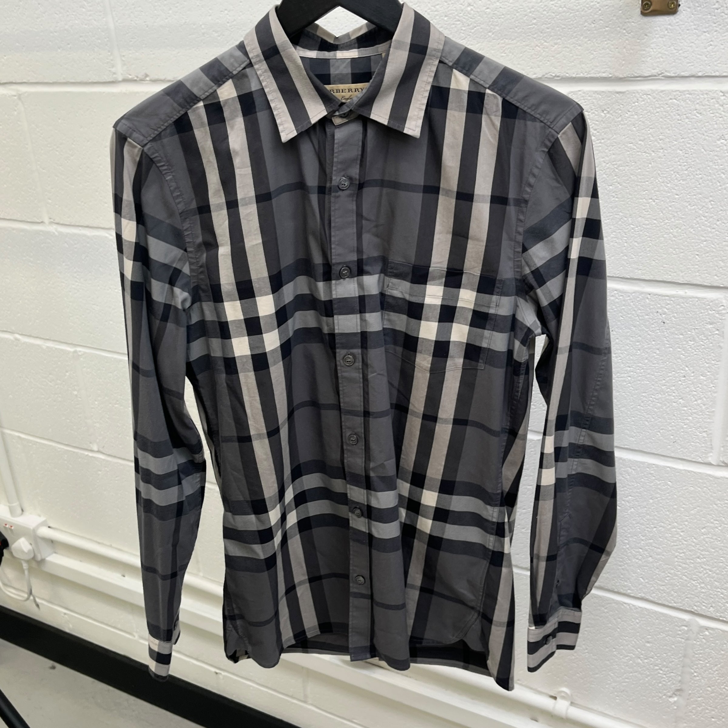 Men's Nova Check Long Sleeve Shirt Grey Size S