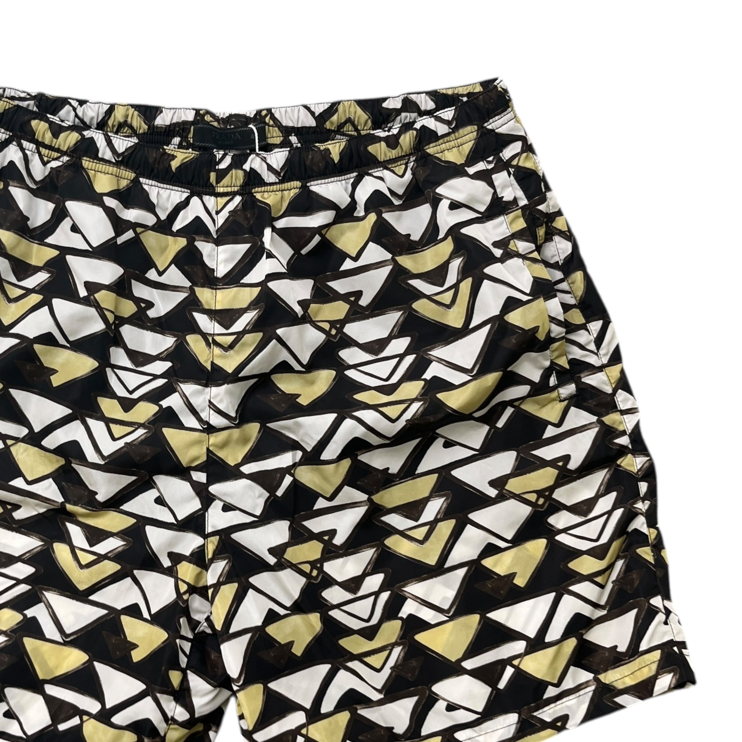 Men's Re-Nylon Geometric Plaque Swim Shorts Black Size W32 / IT 48