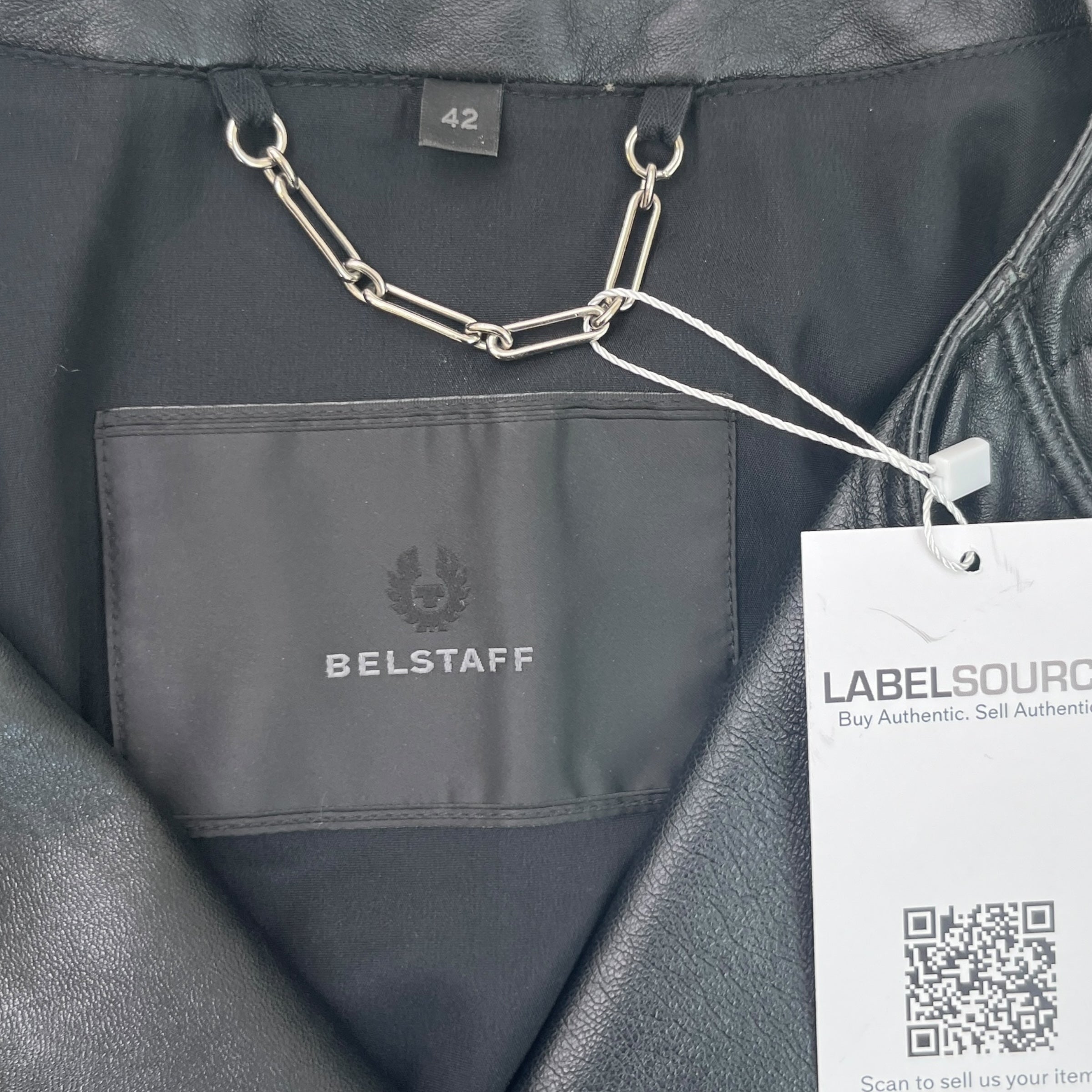 Women's Leather Biker Jacket Black Size L