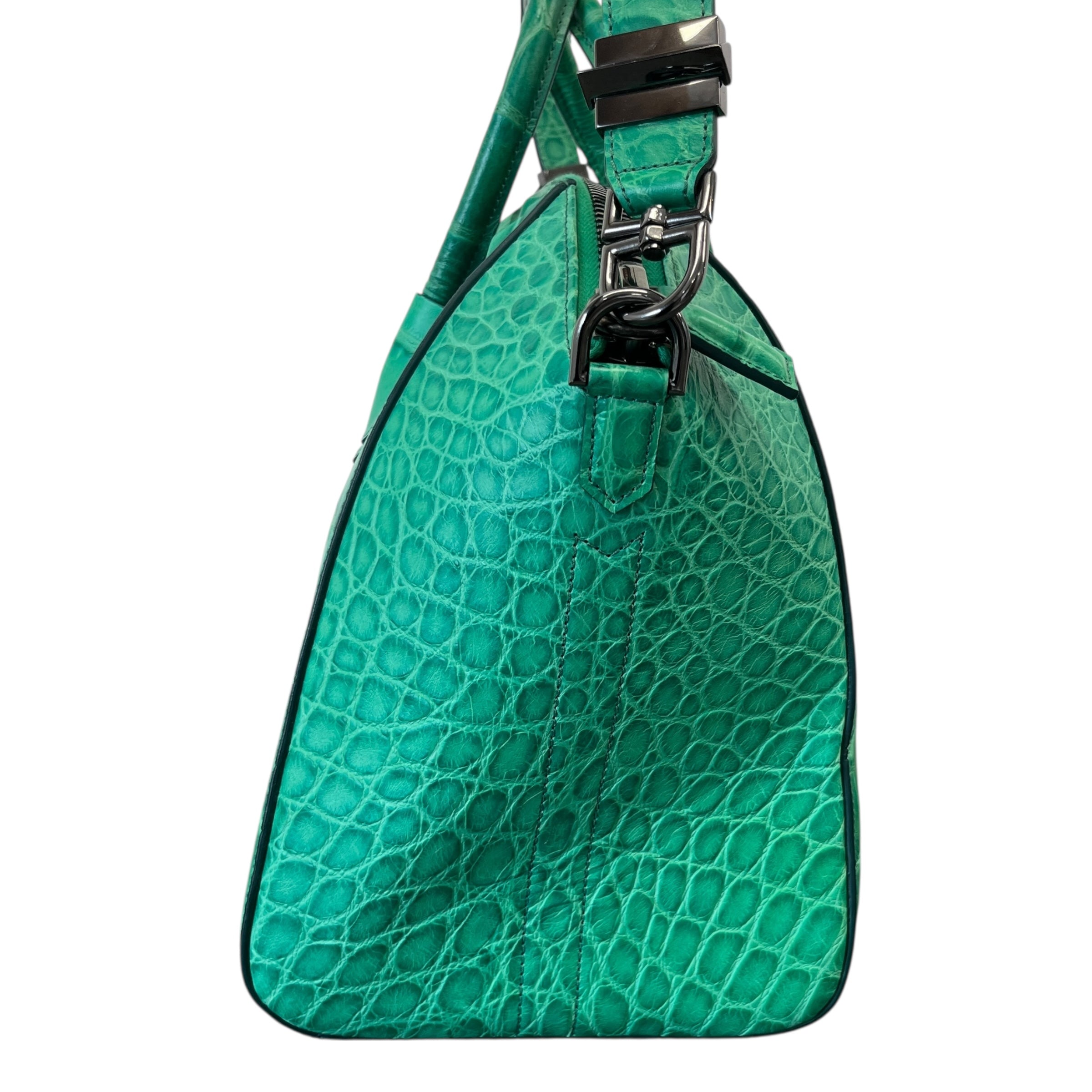 Women's Croc-Print Antigona Medium Handbag Green