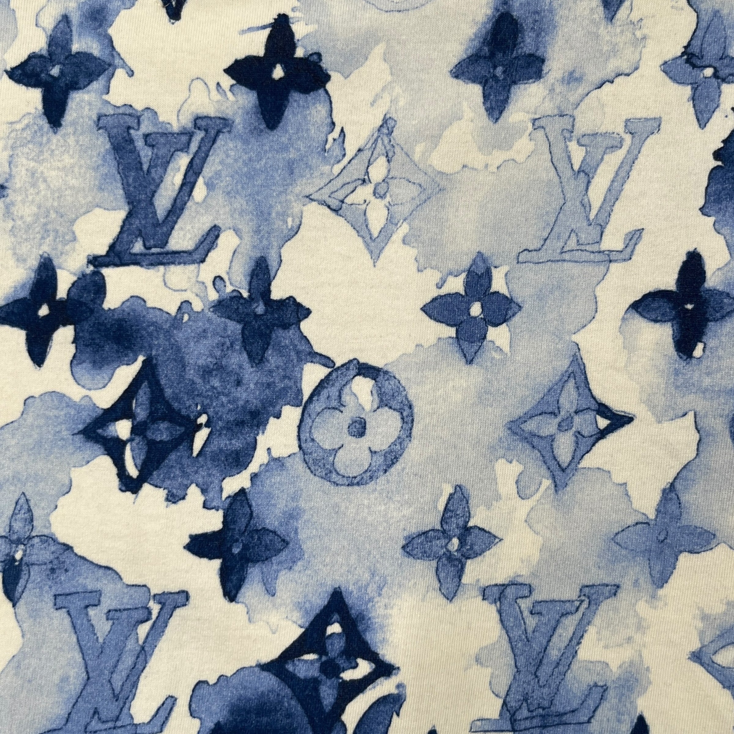 Men's Watercolour Monogram T-Shirt Blue Size L