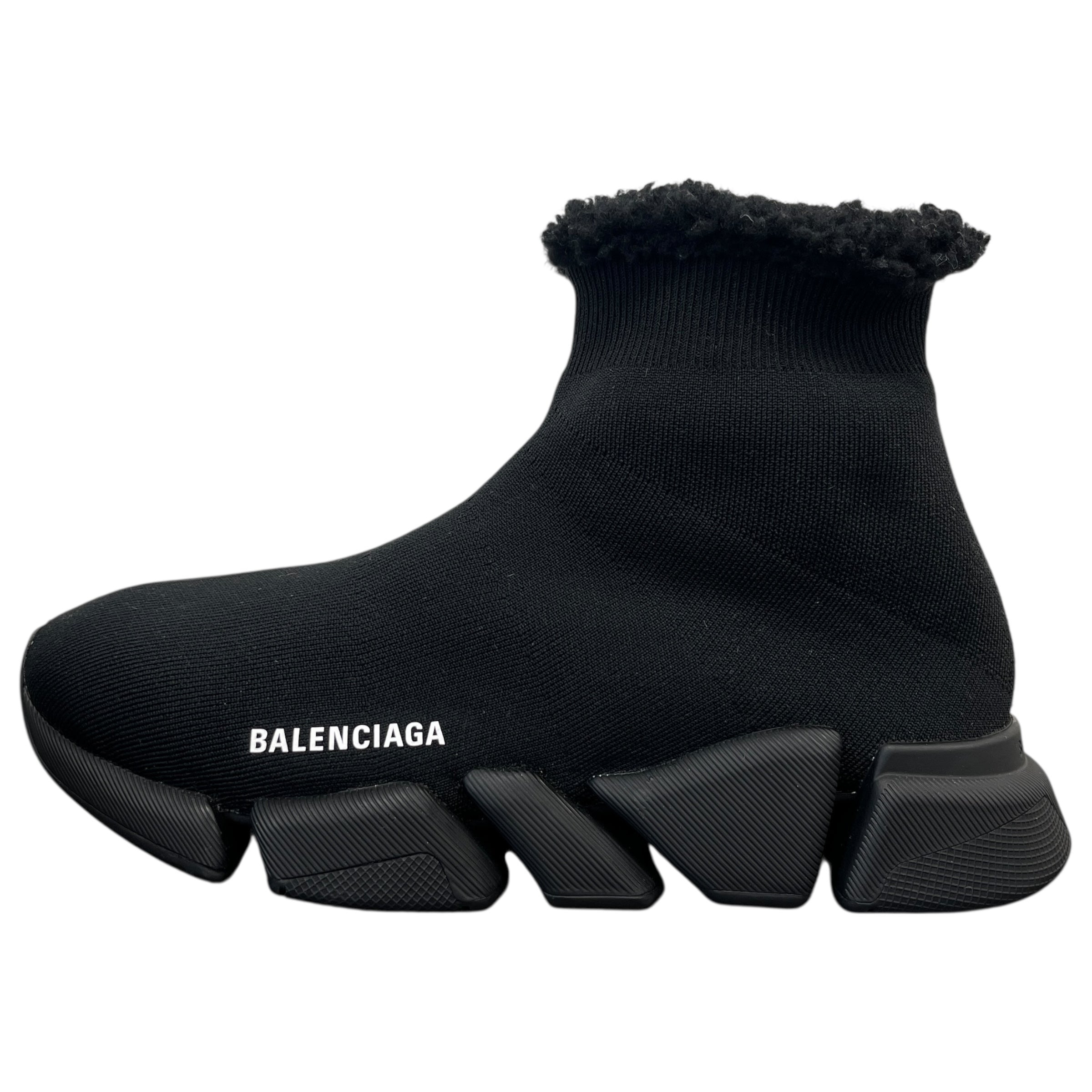 Men's Speed 2.0 Faux Fur High Trainers Black Size EU 42 / UK 8