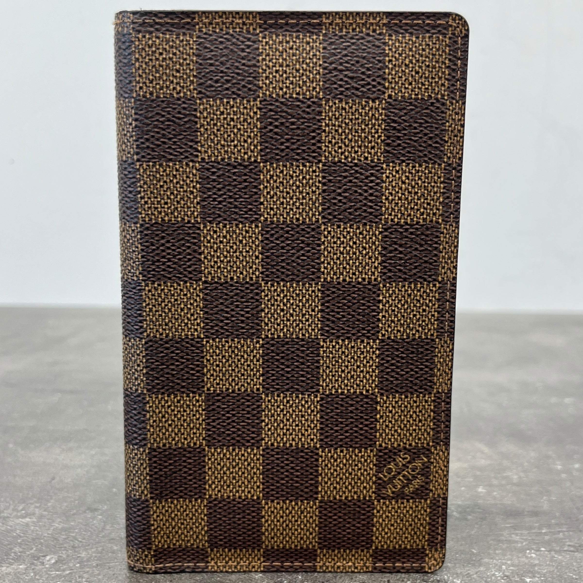 Damier Ebene Checkbook Cover Wallet Brown