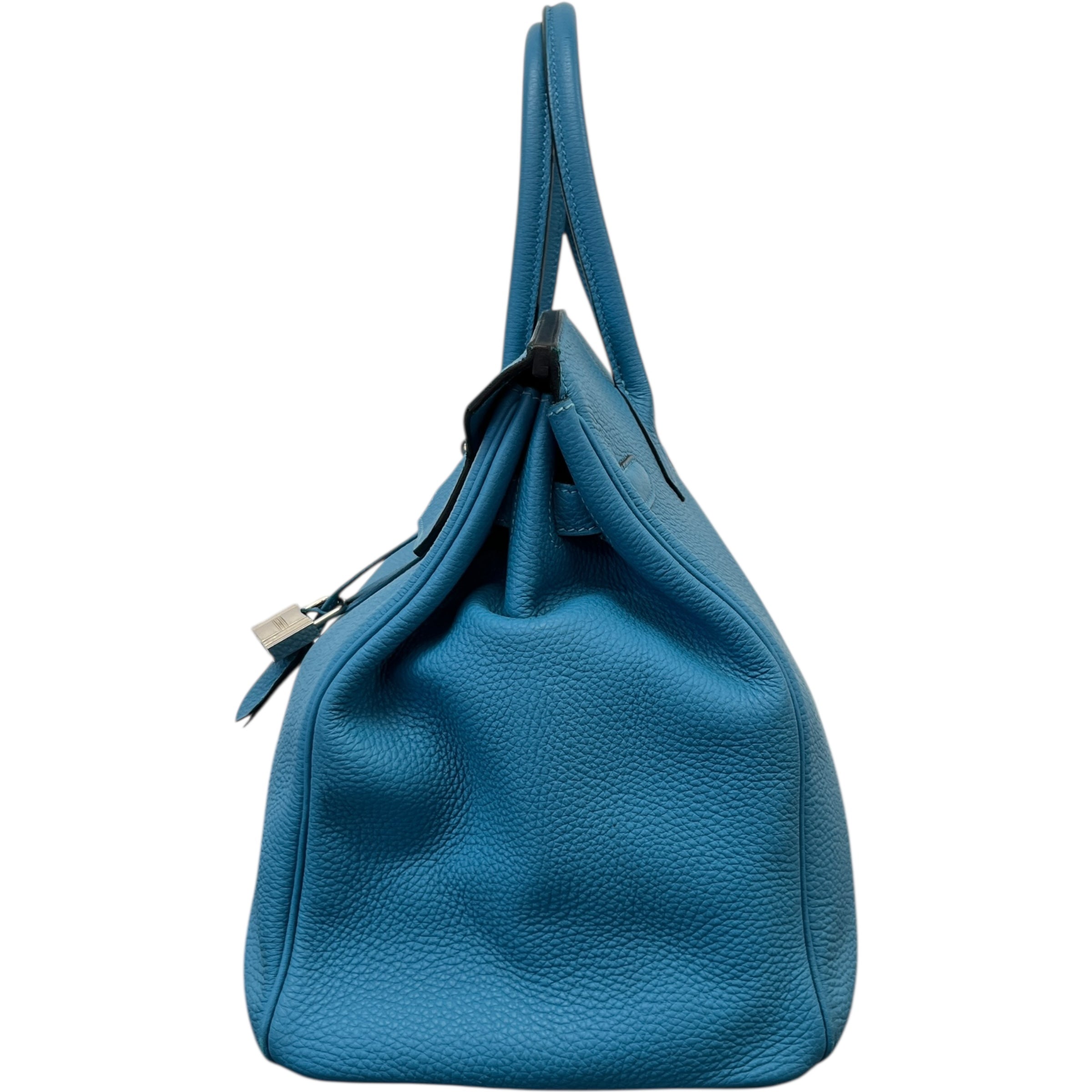 Women's Birkin 35 Clemence Blue Jean Handbag Blue