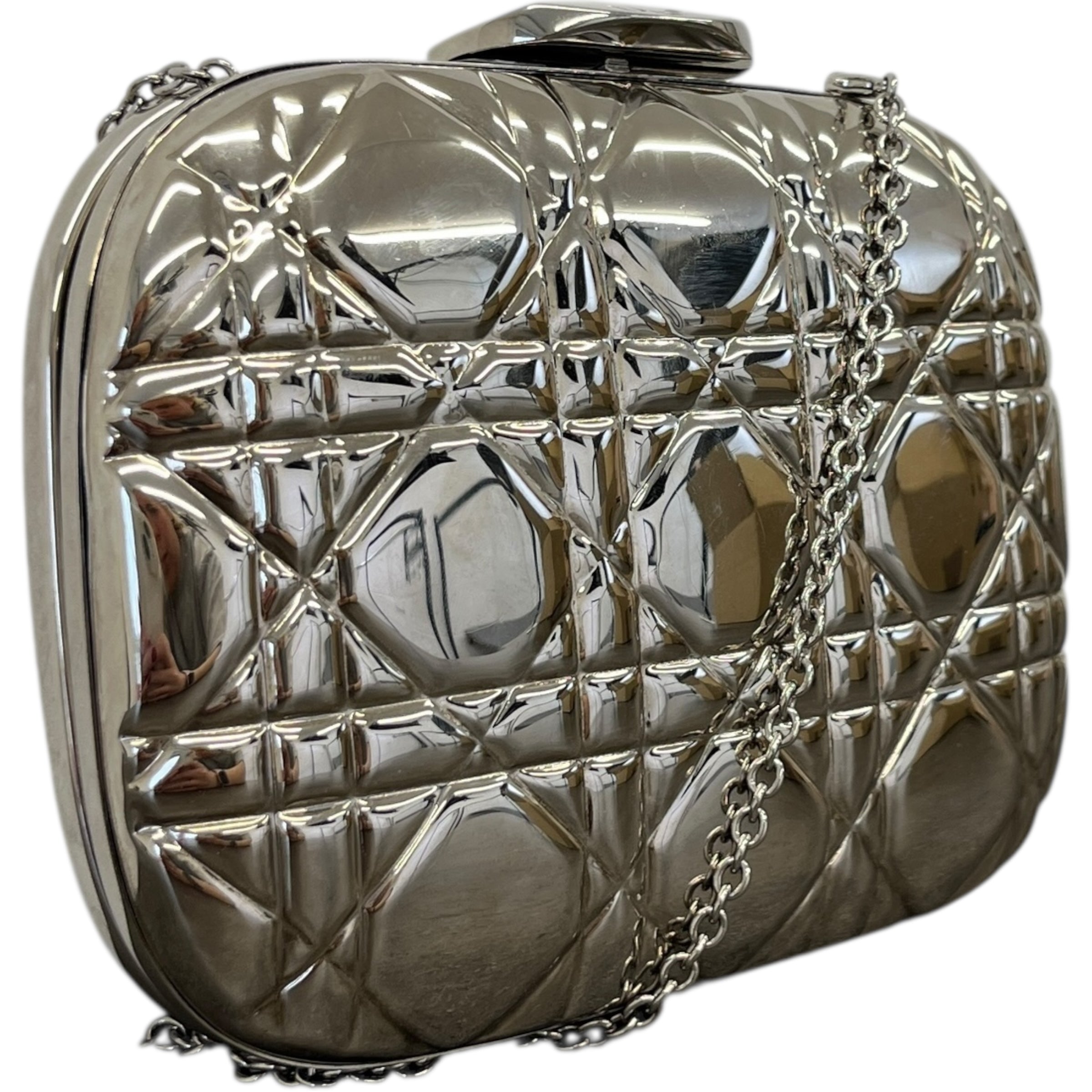 Women's Cannage Quilt Clutch Silver