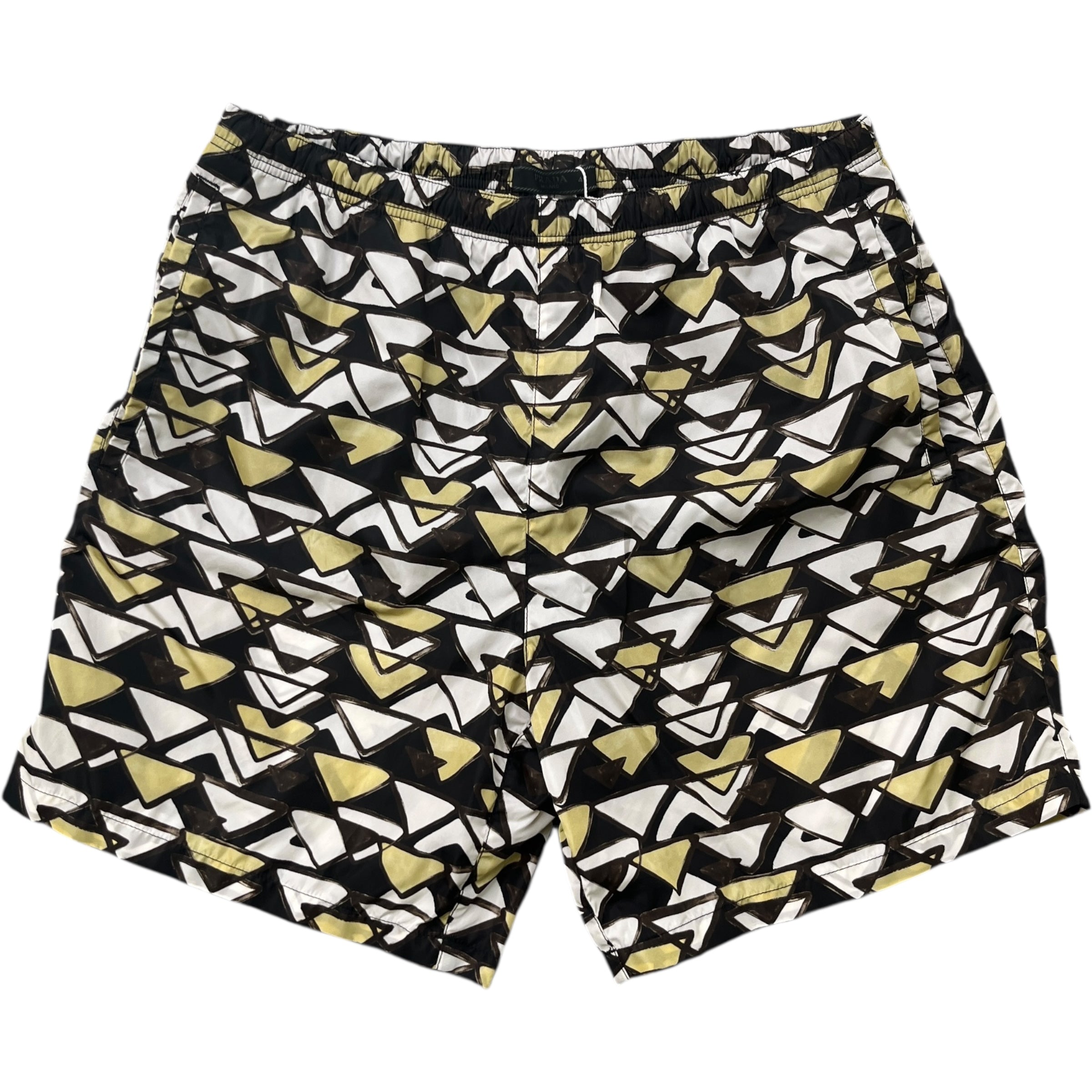 Men's Re-Nylon Geometric Plaque Swim Shorts Black Size W32 / IT 48