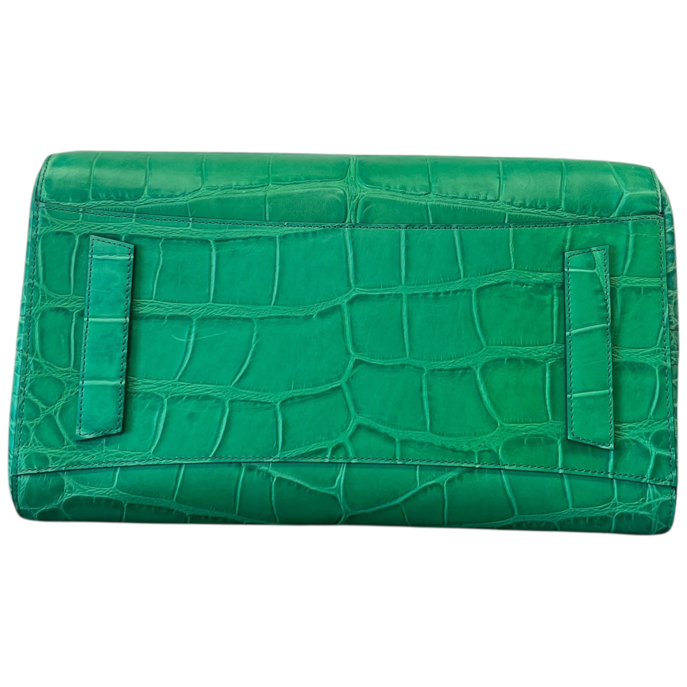 Women's Croc-Print Antigona Medium Handbag Green