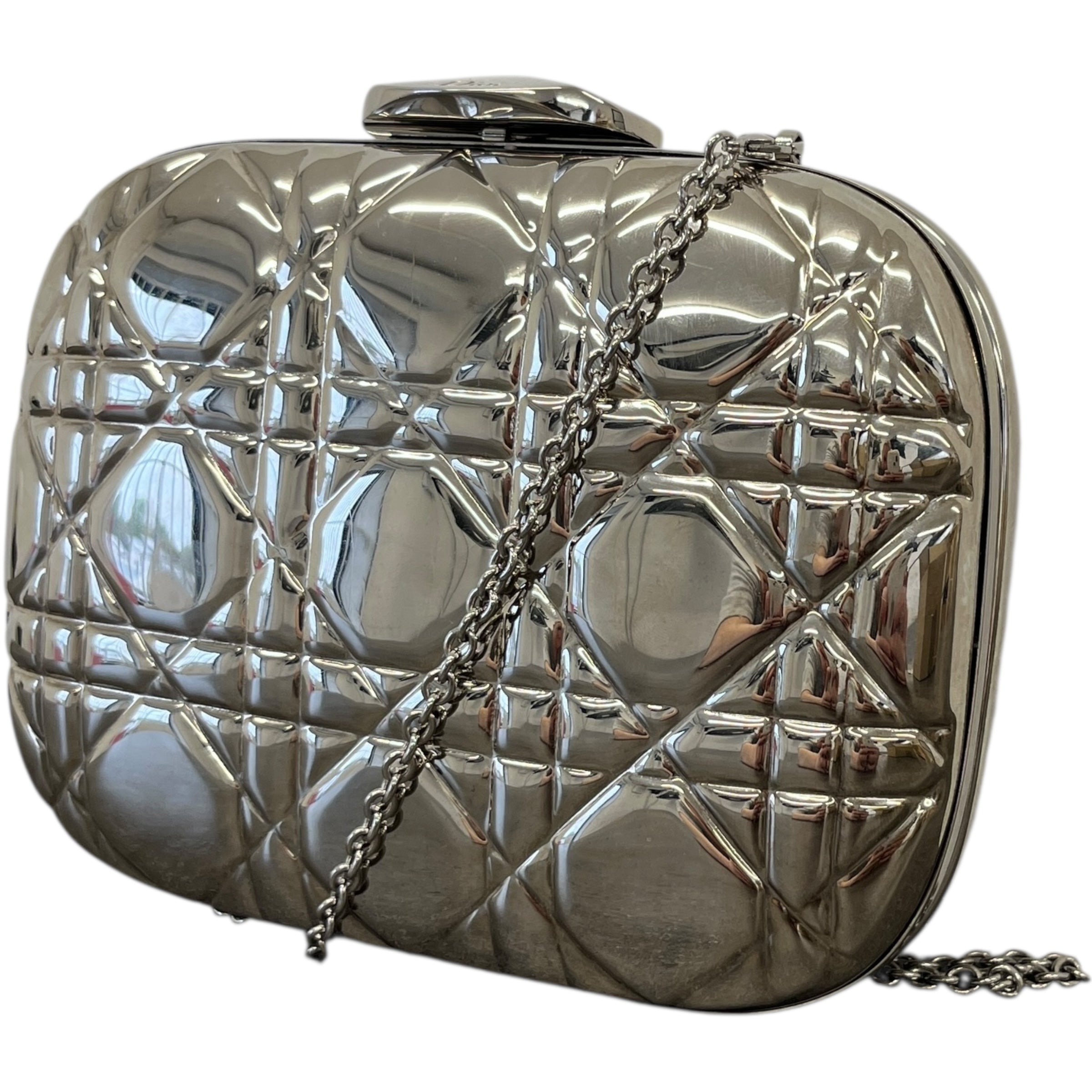 Women's Cannage Quilt Clutch Silver