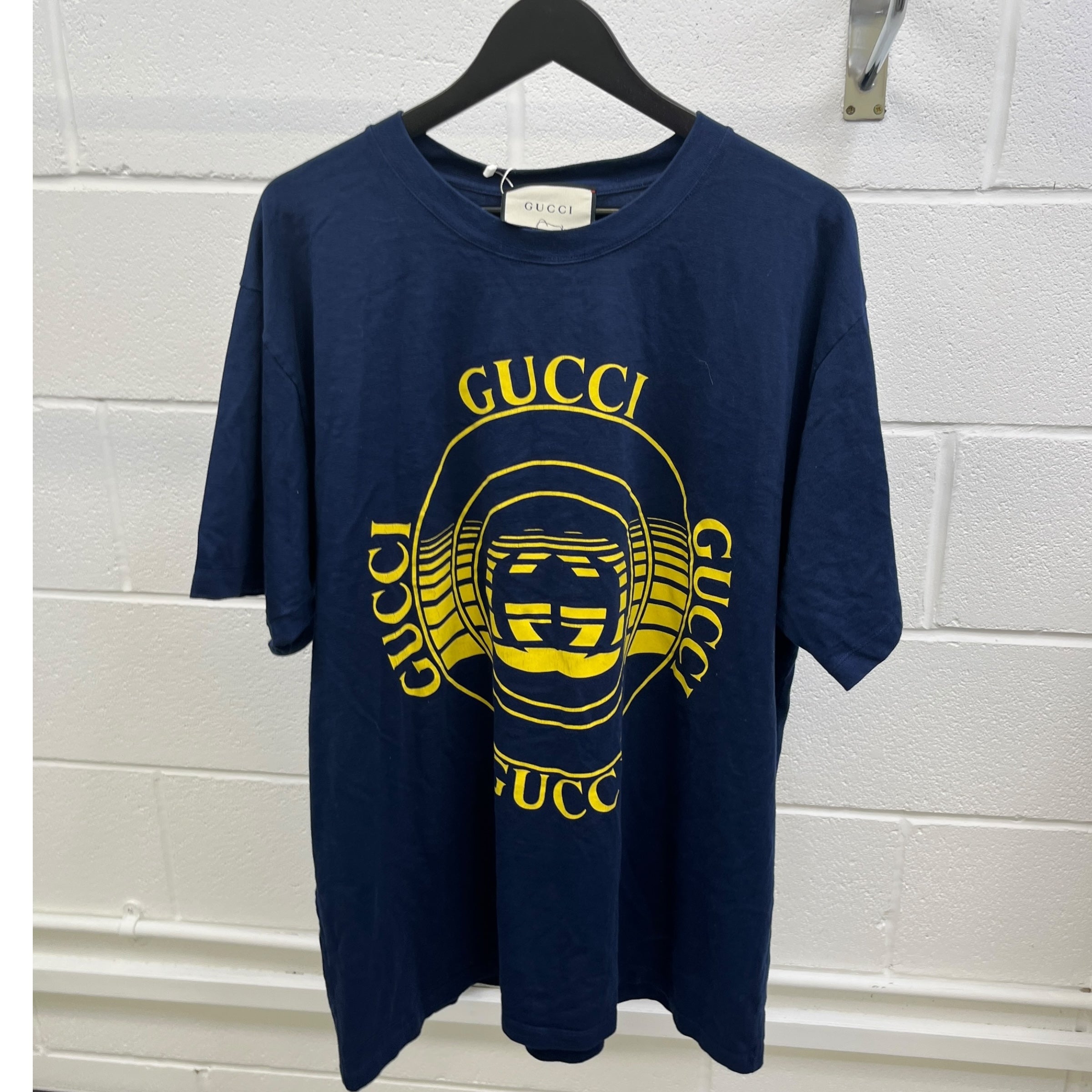 Men's Logo Print T-Shirt Blue Size XXXL