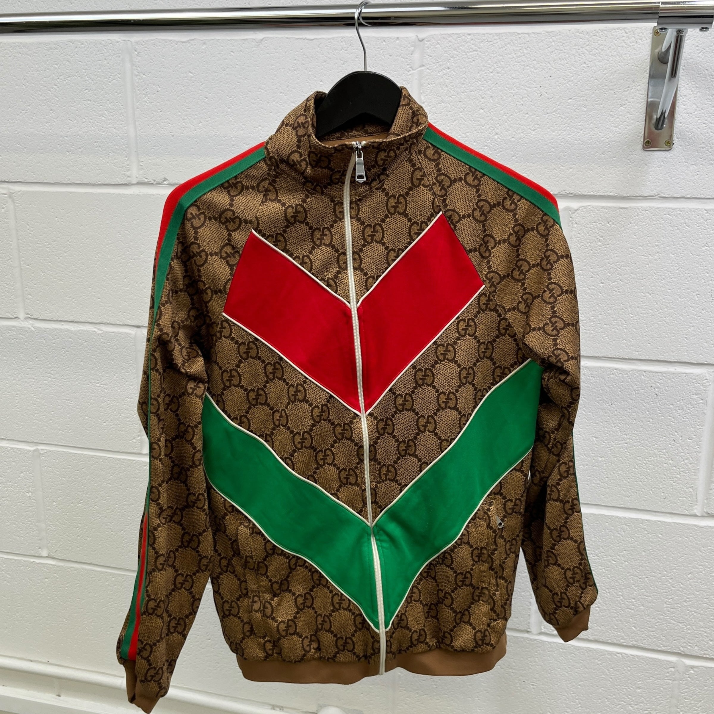 Men's Gg Supreme Web Track Jacket Brown Size S