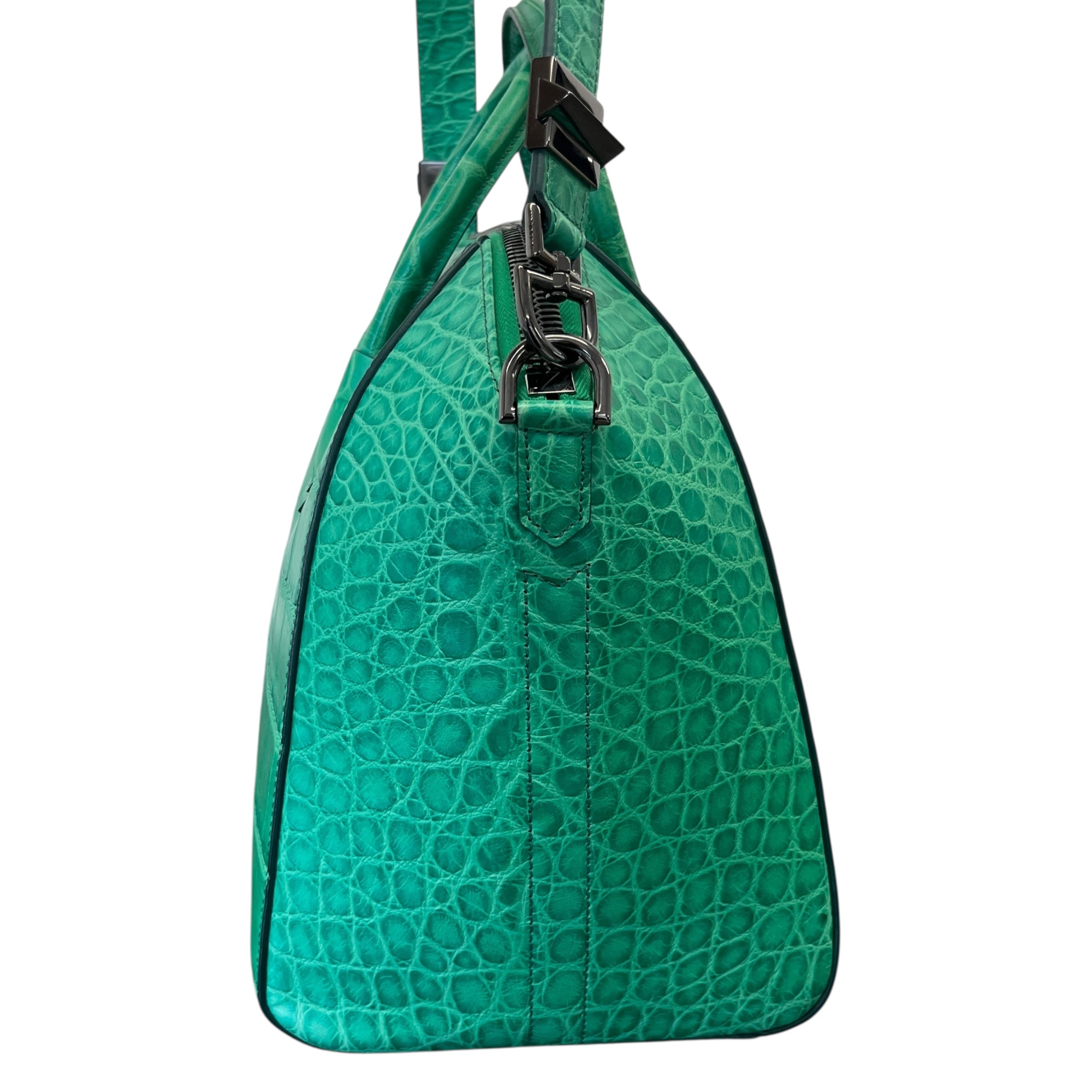 Women's Croc-Print Antigona Medium Handbag Green