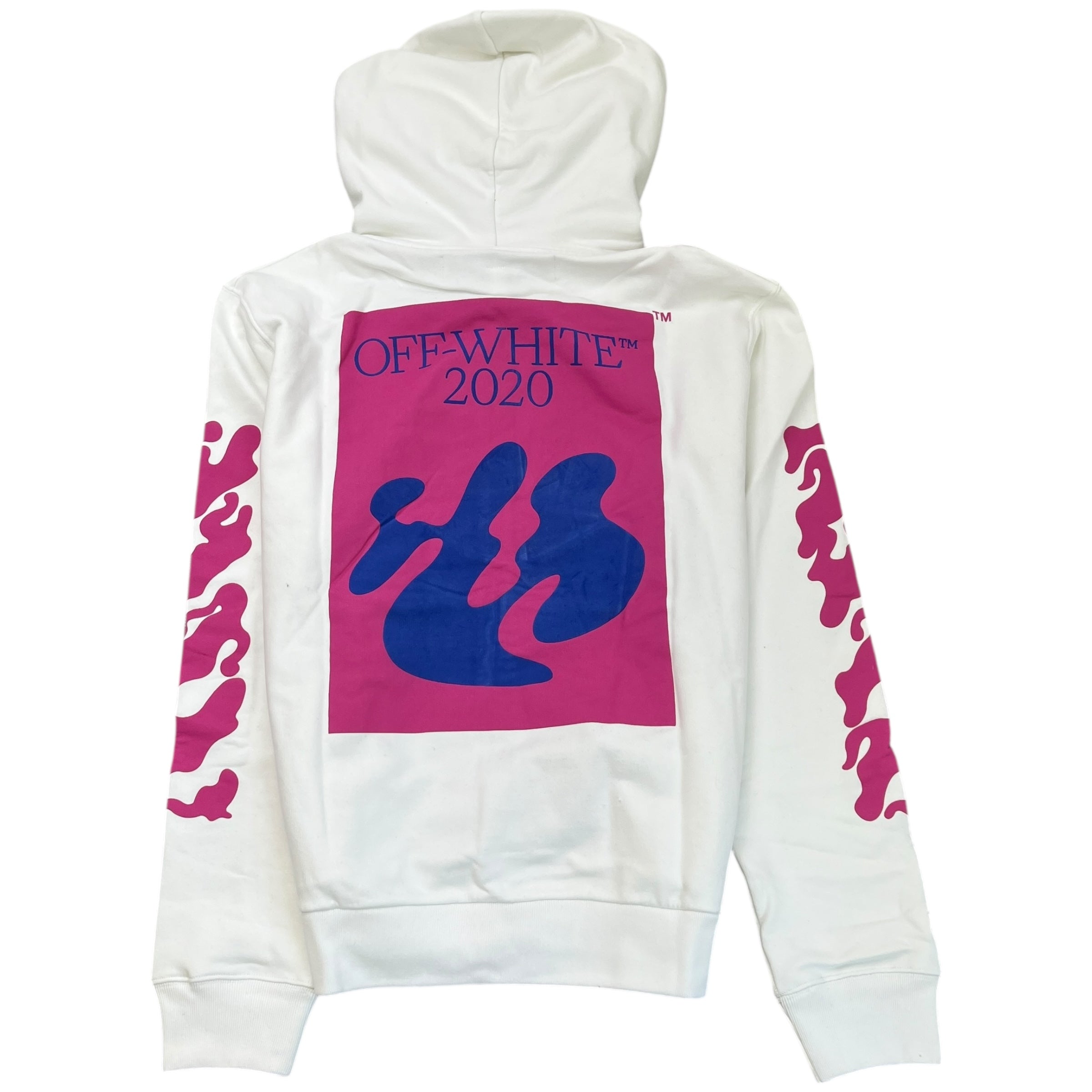 Men's Graphic Print Hoodie White Size XXL