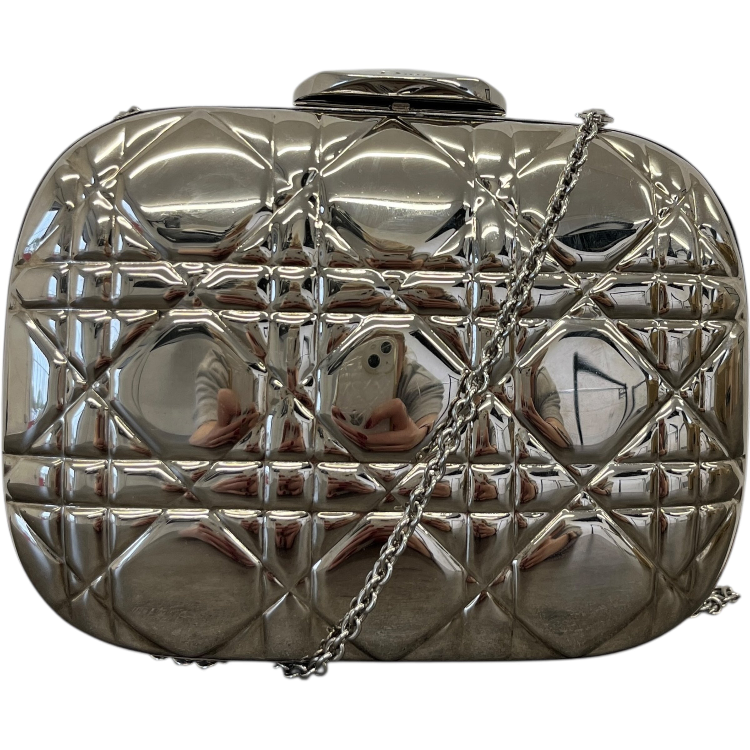 Women's Cannage Quilt Clutch Silver