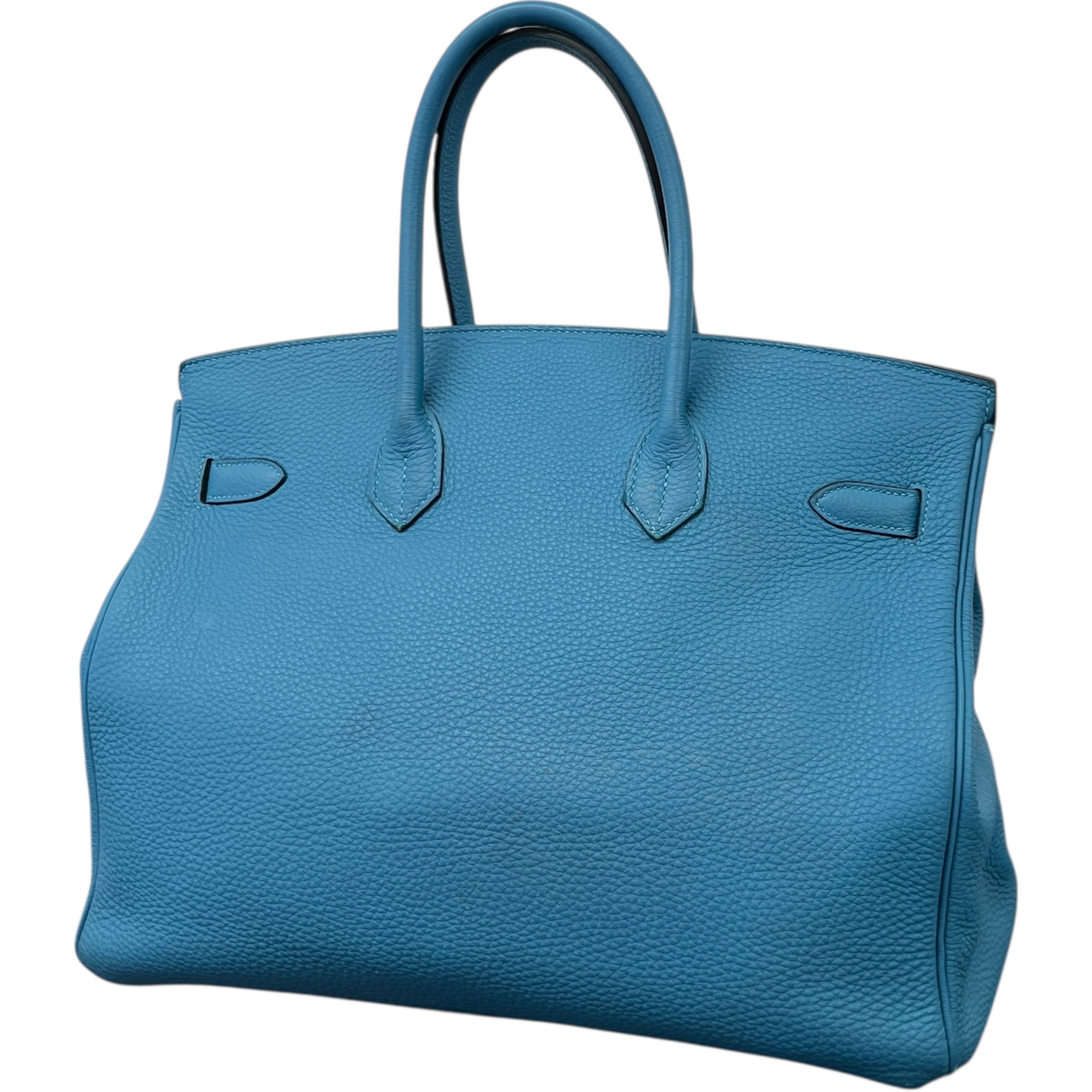 Women's Birkin 35 Clemence Blue Jean Handbag Blue