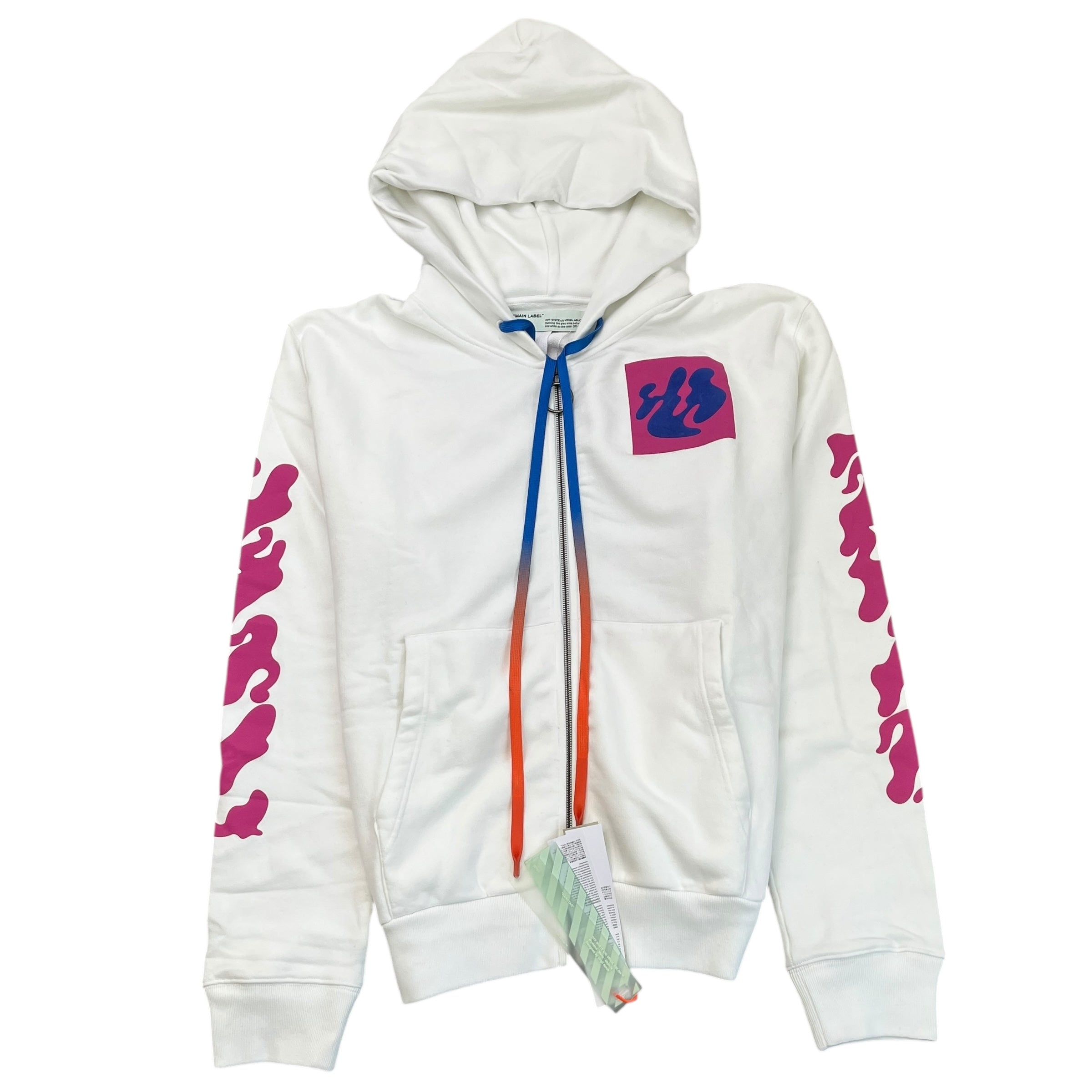 Men's Graphic Print Hoodie White Size XXL