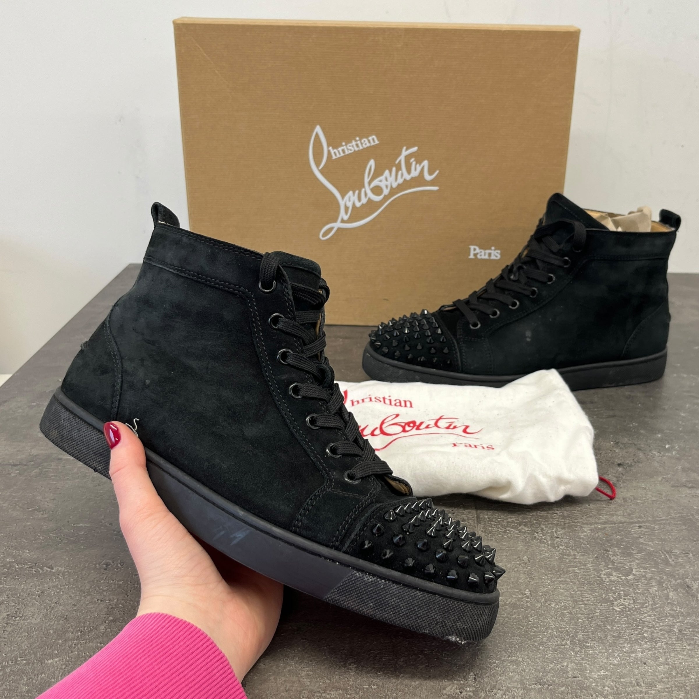 Men's Lou Spikes Flat High Trainers Black Size EU 41 / UK 7