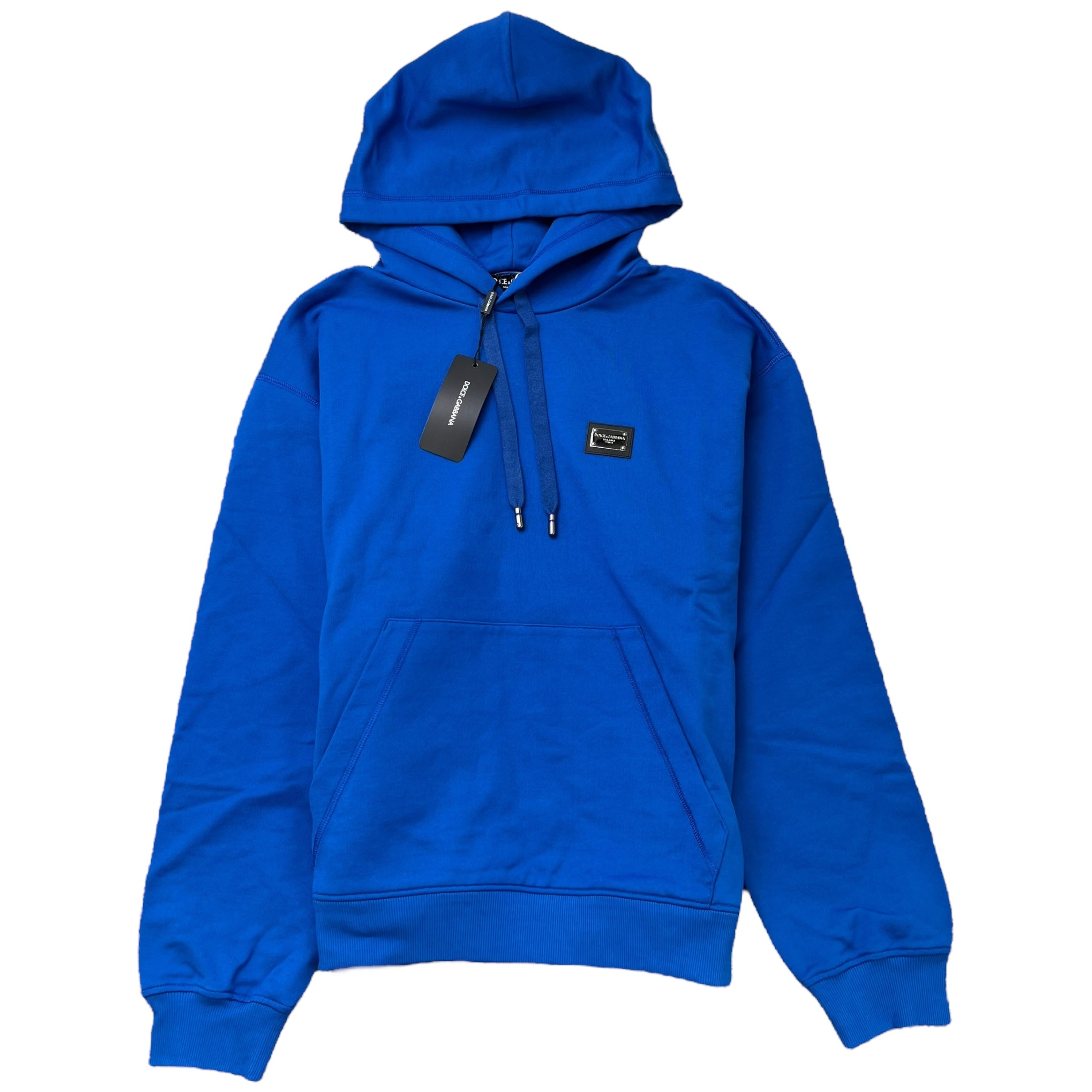 Men's Plaque Logo Hoodie Blue Size XXL