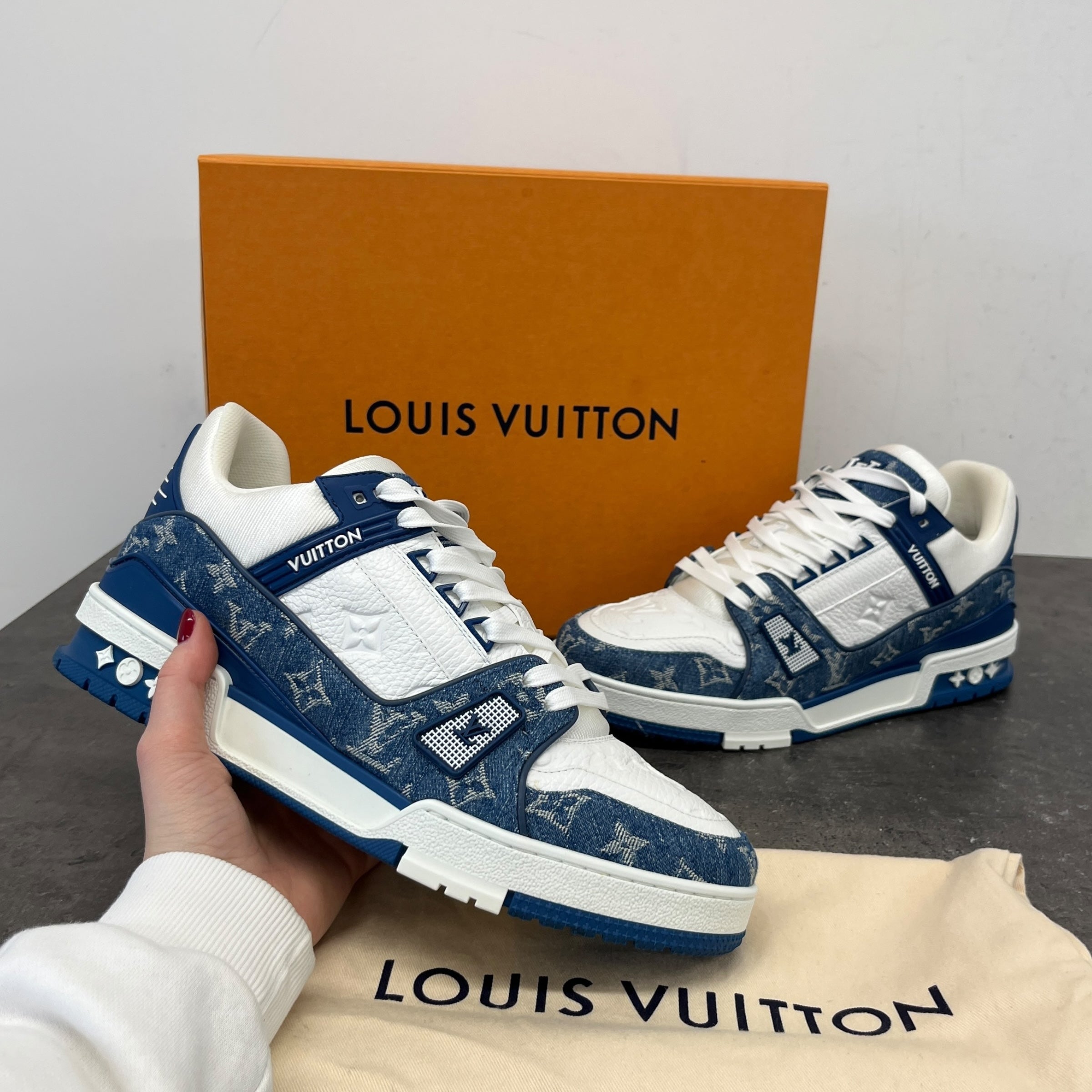 Men's Lv Denim Low Trainers Blue Size EU 42 / UK 8