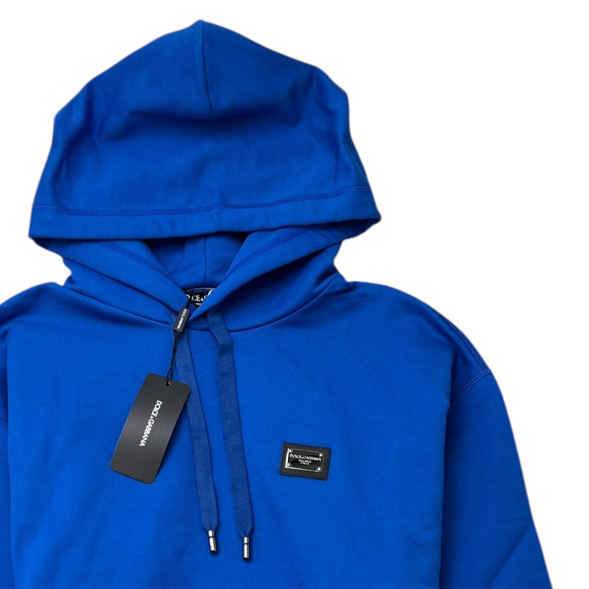 Men's Plaque Logo Hoodie Blue Size XXL