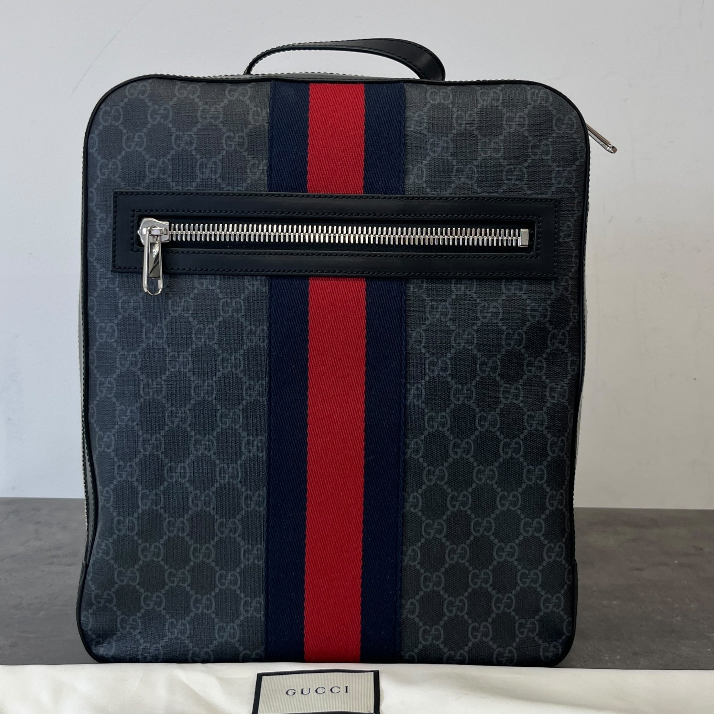 Men's Gg Supreme Web Backpack Charcoal