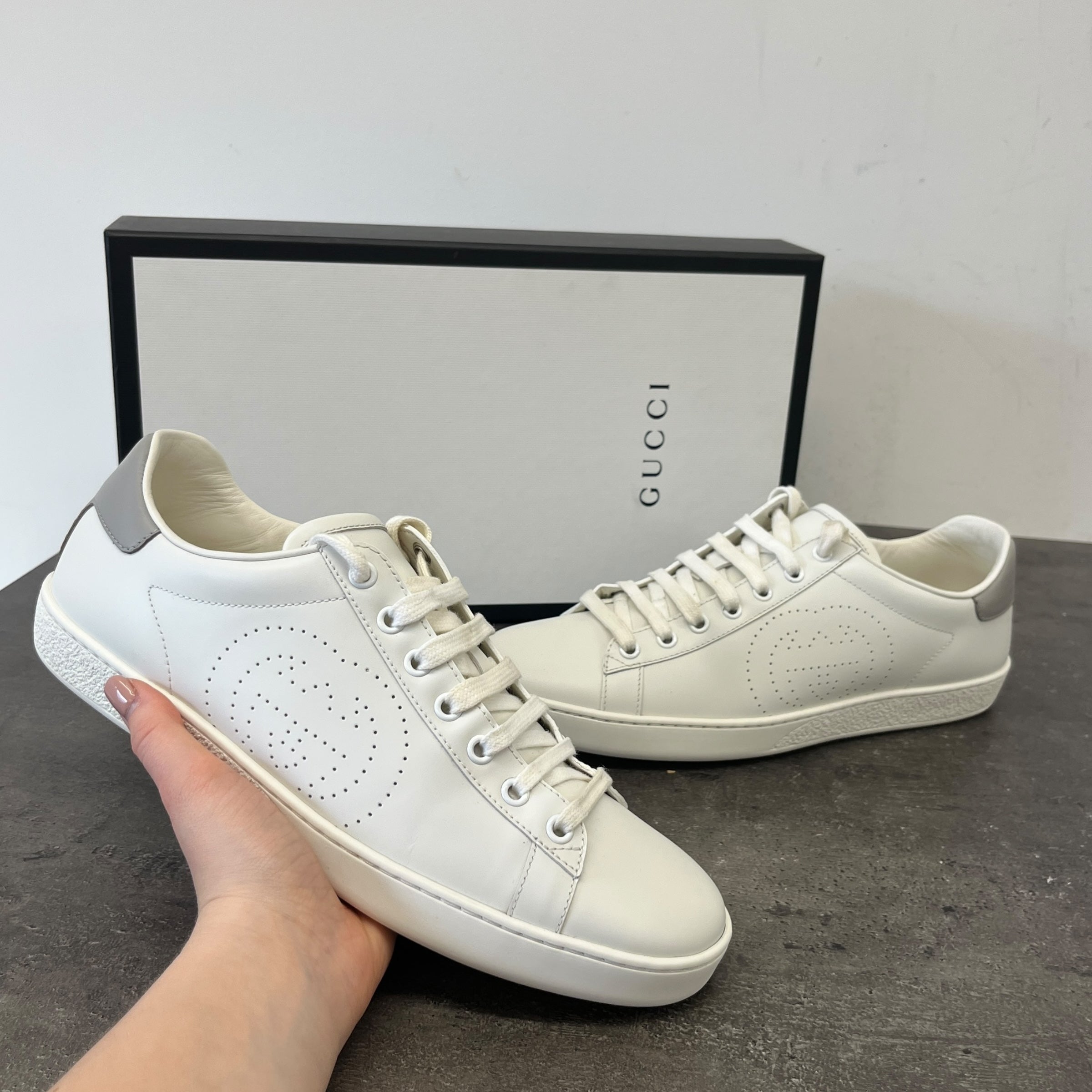 Men's Interlocking G Ace Low Trainers White Size EU 40 / UK 6