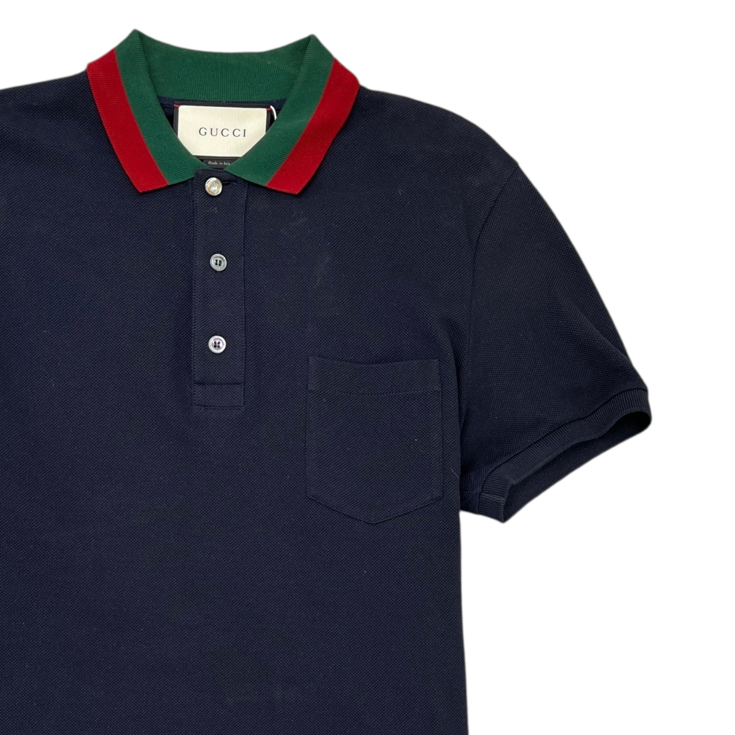 Men's Web Collar Polo Shirt Navy Size L
