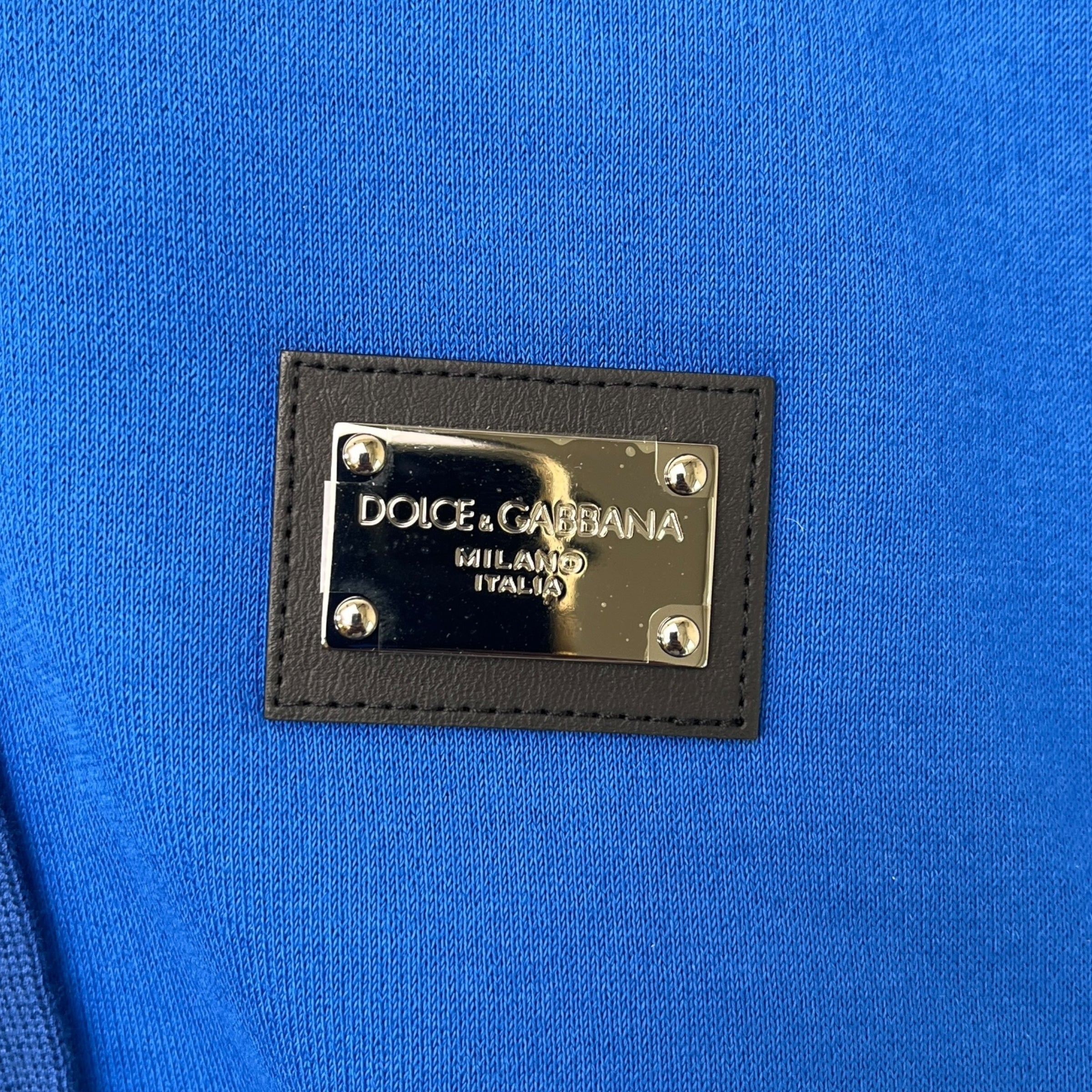 Men's Plaque Logo Hoodie Blue Size XXL