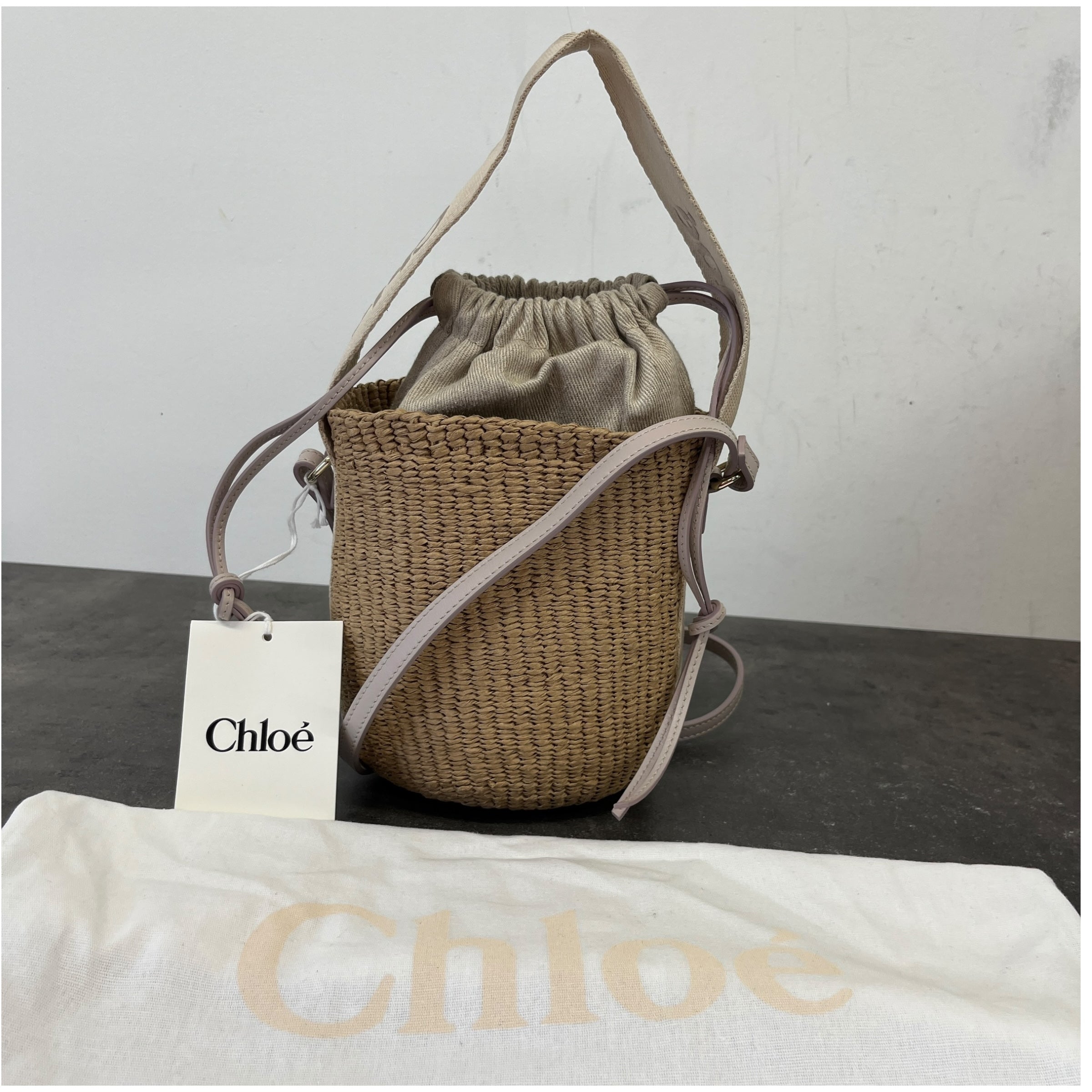 Women's Small Woody Basket Bag Beige