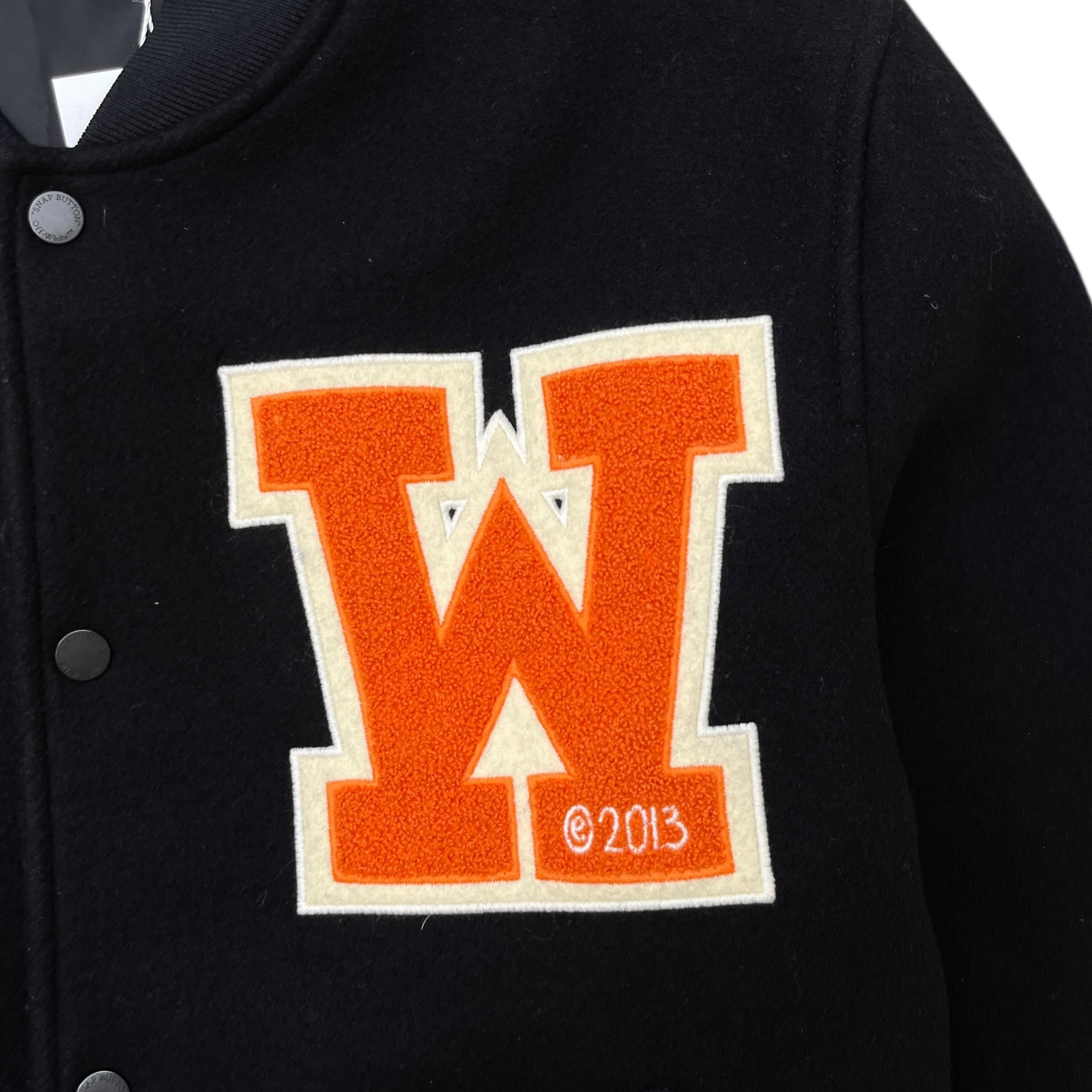 Men's Ow Patch Varsity Jacket Black Size M