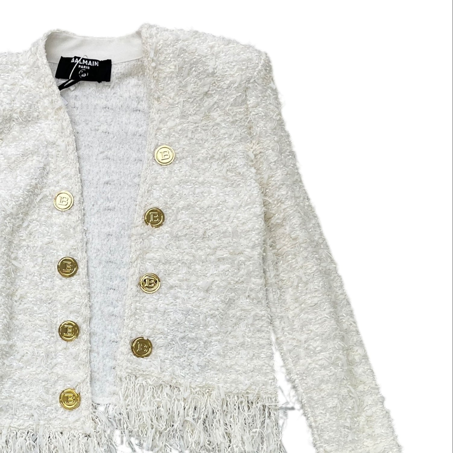 Women's Edge-To-Edge Tweed Fr 42 / Uk 14 Jacket White Size XL