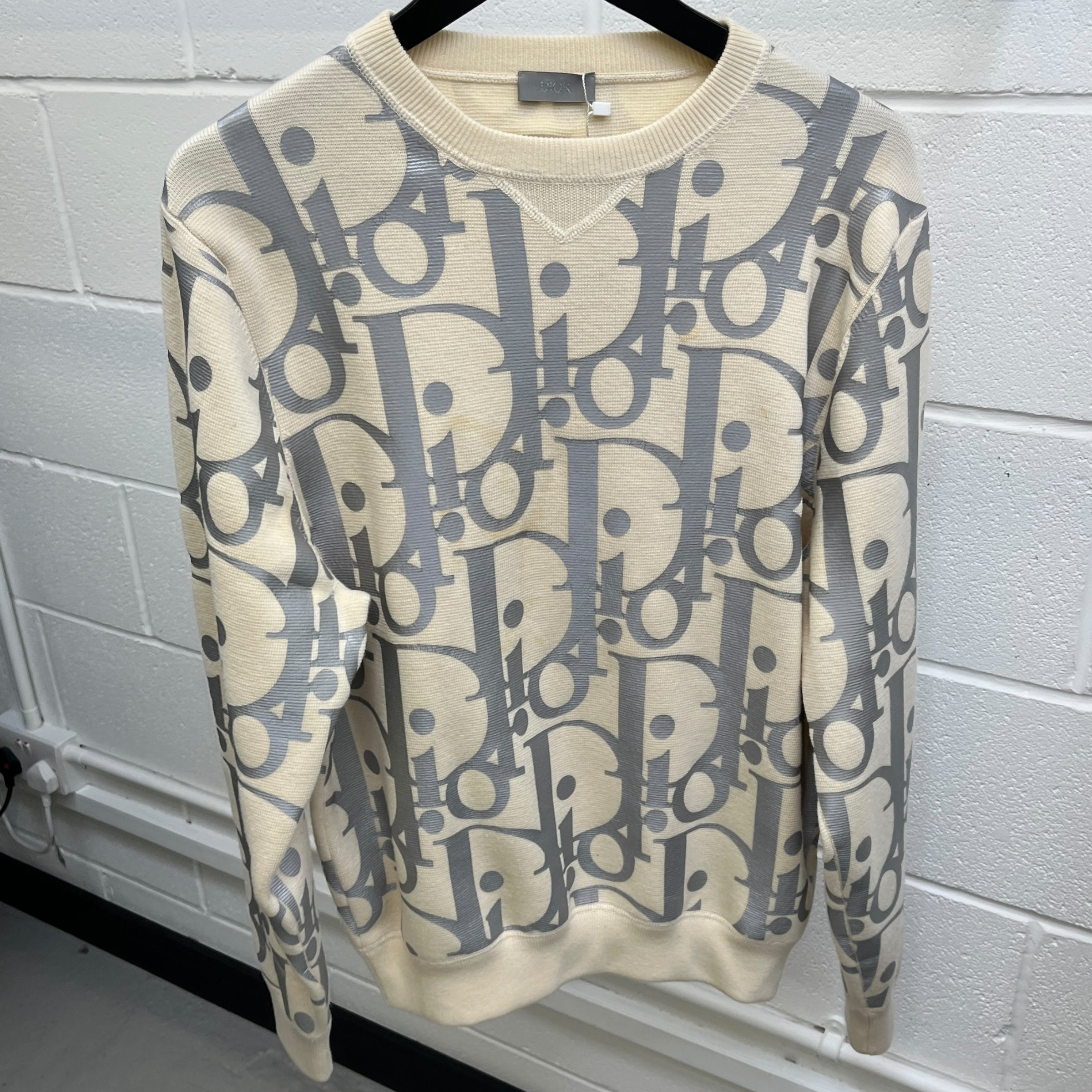 Men's Reflective Oblique Sweatshirt Beige Size M